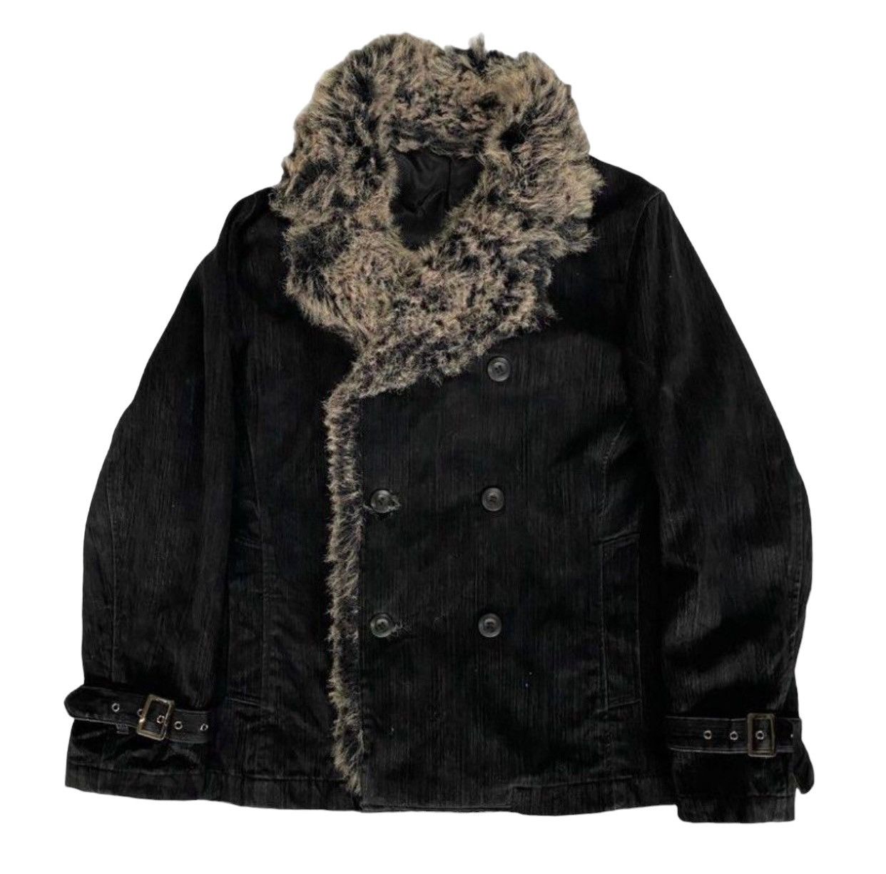 image of 14Th Addiction x If Six Was Nine Louis Chavlon Crazy Fur Bondage Jacket in Black (Size Medium)