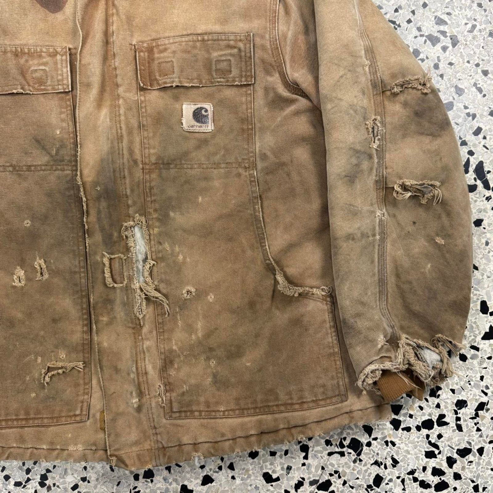 Carhartt VINTAGE 90S Y2K THRASHED CARHARTT WORKWEAR JACKET: Size US L / EU 52-54 / 3 - 4 Thumbnail