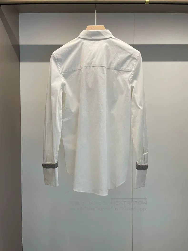 Brunello Cucinelli Brunello Cucinelli White Beaded Cotton Shirt Size XS / US 0-2 / IT 36-38 - 2 Thumbnail