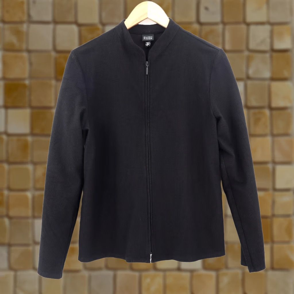 Eileen Fisher Eileen Fisher Women's Jacket Full Zip Lightweight Black Sz L - Regular Fit, Knit, Dry Clean Only, Zipper, Casual/Workwear Size L / US 10 / IT 46 - 1 Thumbnail