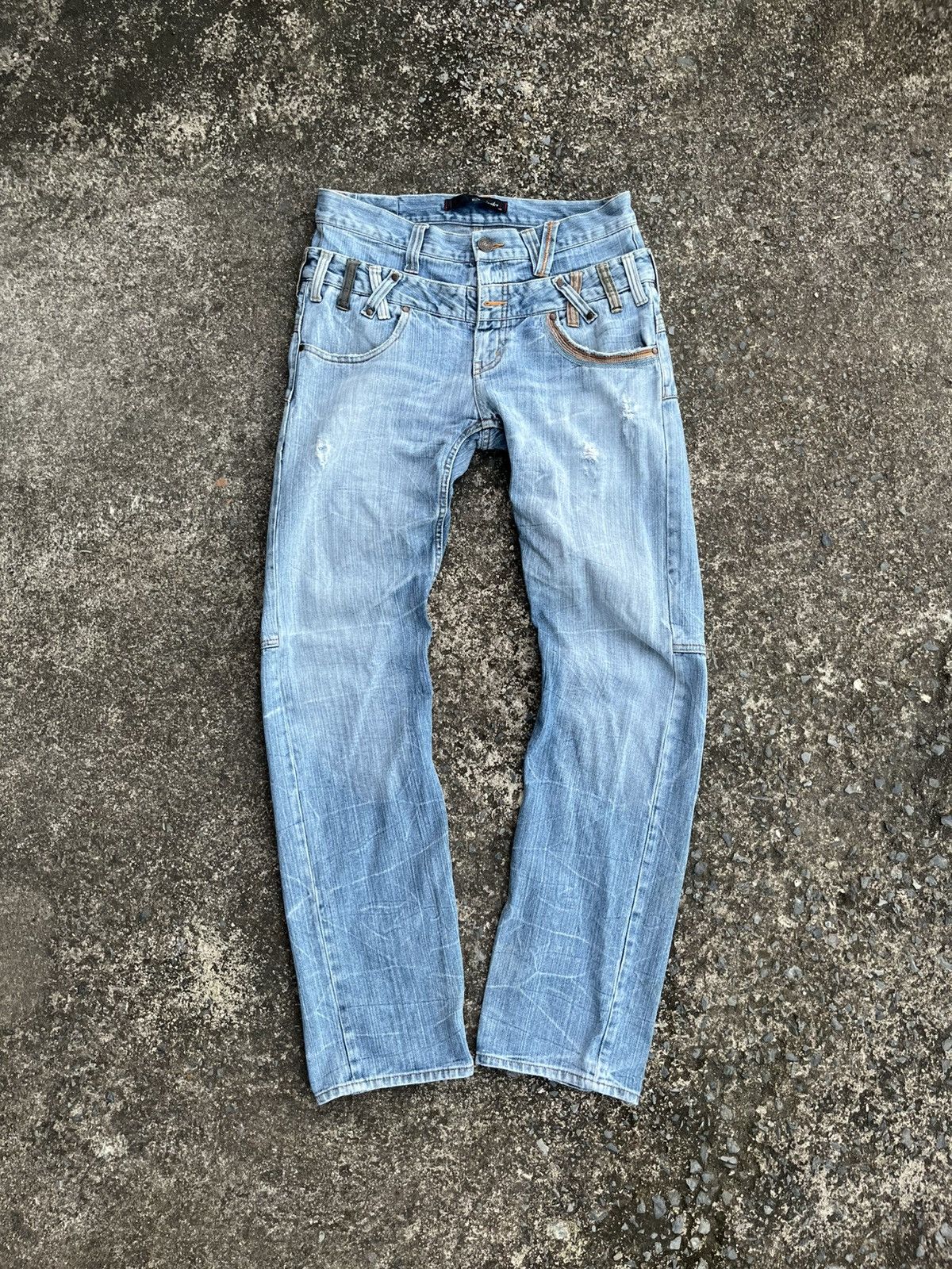 If Six Was Nine Vintage Dominate Handcrafted Double Waist Jeans Rare Design Size US 31 - 1 Thumbnail