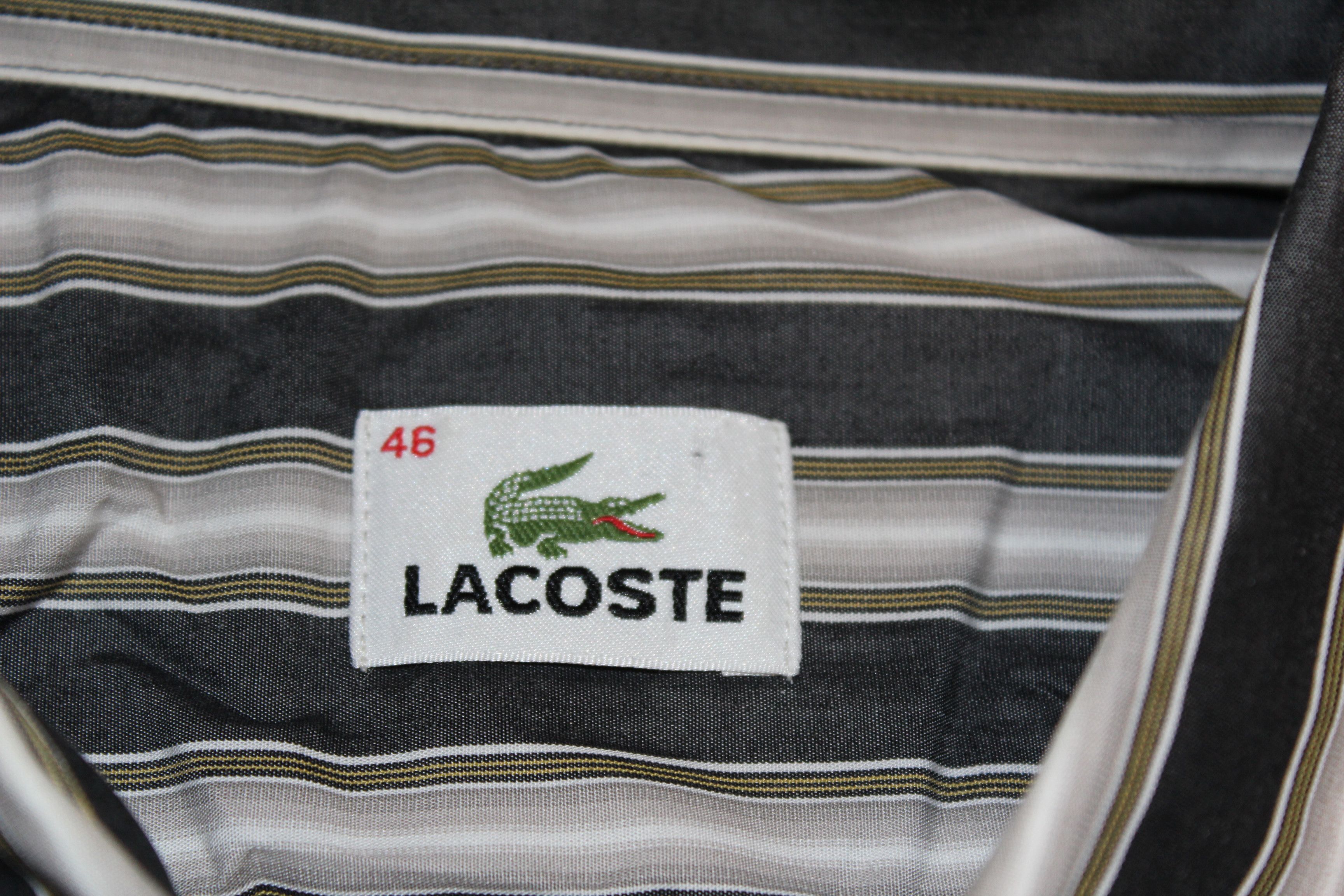 Lacoste Mens LACOSTE Long Sleeve Grey Striped Shirt Top Size M Size US XL / EU 56 / 4 - 7 Thumbnail