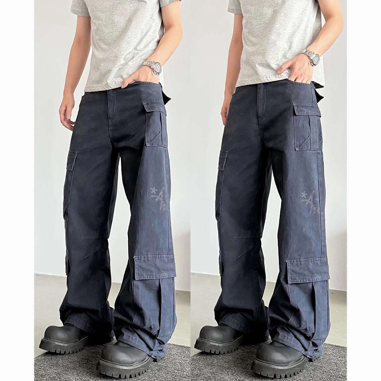 Other Blue Loose Fit Cargo Pants, Wide Leg Utility Pants Size US 32 / EU 48 - 4 Thumbnail
