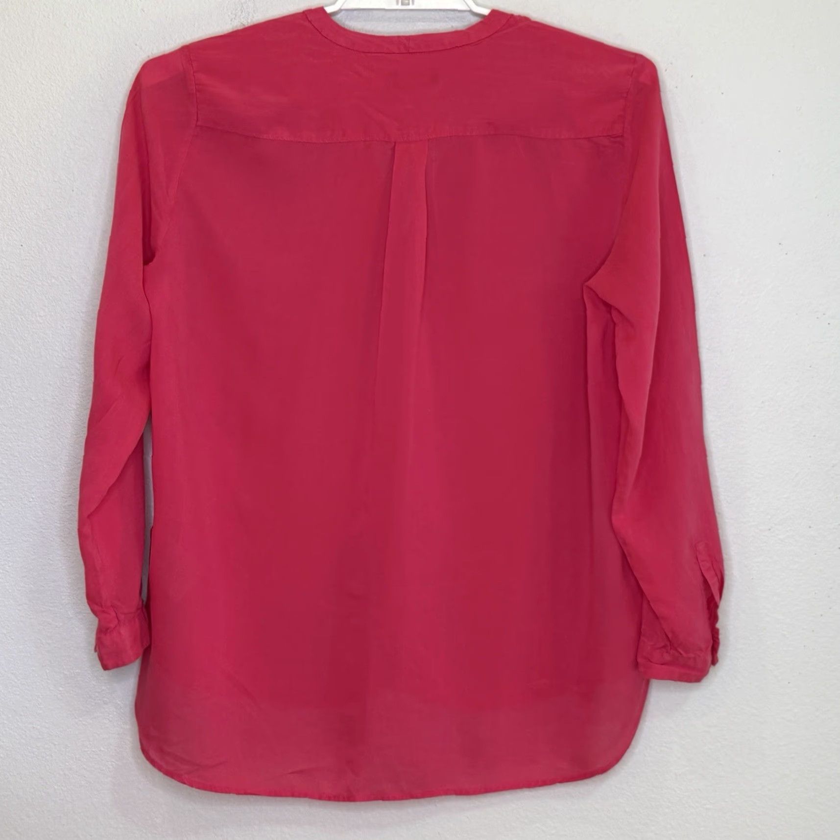 Gap Gap Button Front Shirt Womens XL Lyocell Dark Pink V-Neck Long Sleeve Size XL / US 12-14 / IT 48-50 - 5 Thumbnail