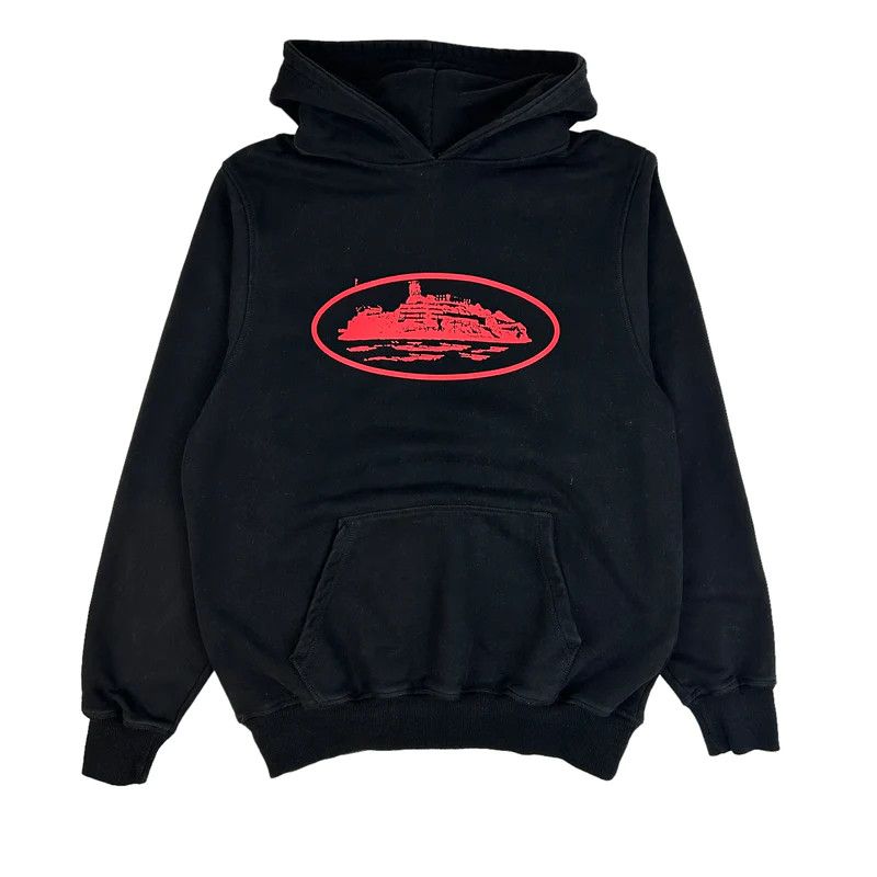 Image of Corteiz Alcatraz Hoodie Red/black, Men's (Size Small)