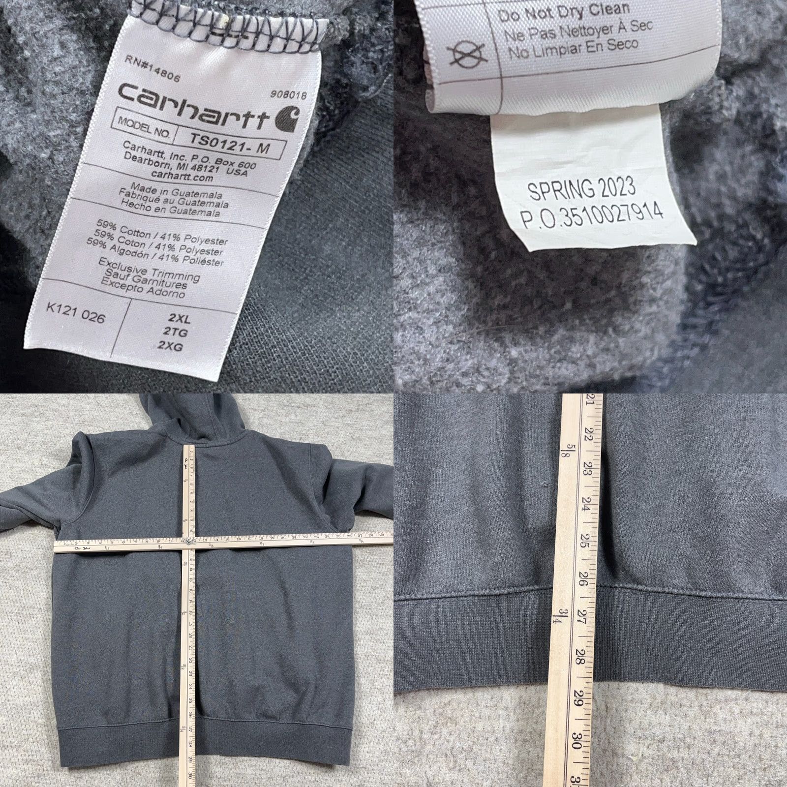 Carhartt Carhartt Hoodie Men 2XL Gray Loose Fit Pullover Sweatshirt Grunge Y2K Retro American Classic Hipster Outdoor Vintage: No Size US XXL / EU 58 / 5 - 8 Thumbnail