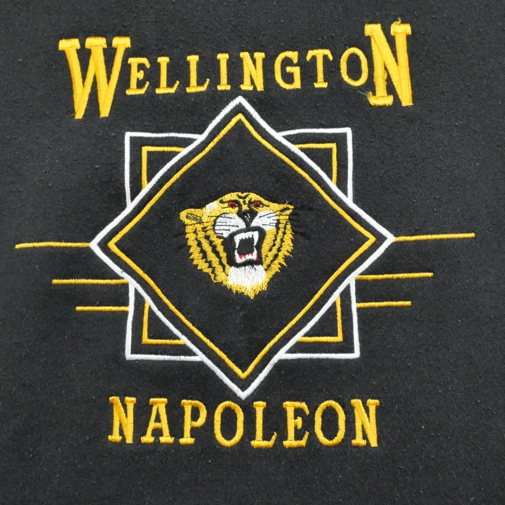 Vintage VINTAGE Tiger Sweatshirt Womens M Black Cropped 90s High School Wellington Crew Neck Pullover Raglan Sleeve Cotton Blend Fleece Embroidery Size M / US 6-8 / IT 42-44 - 2 Thumbnail