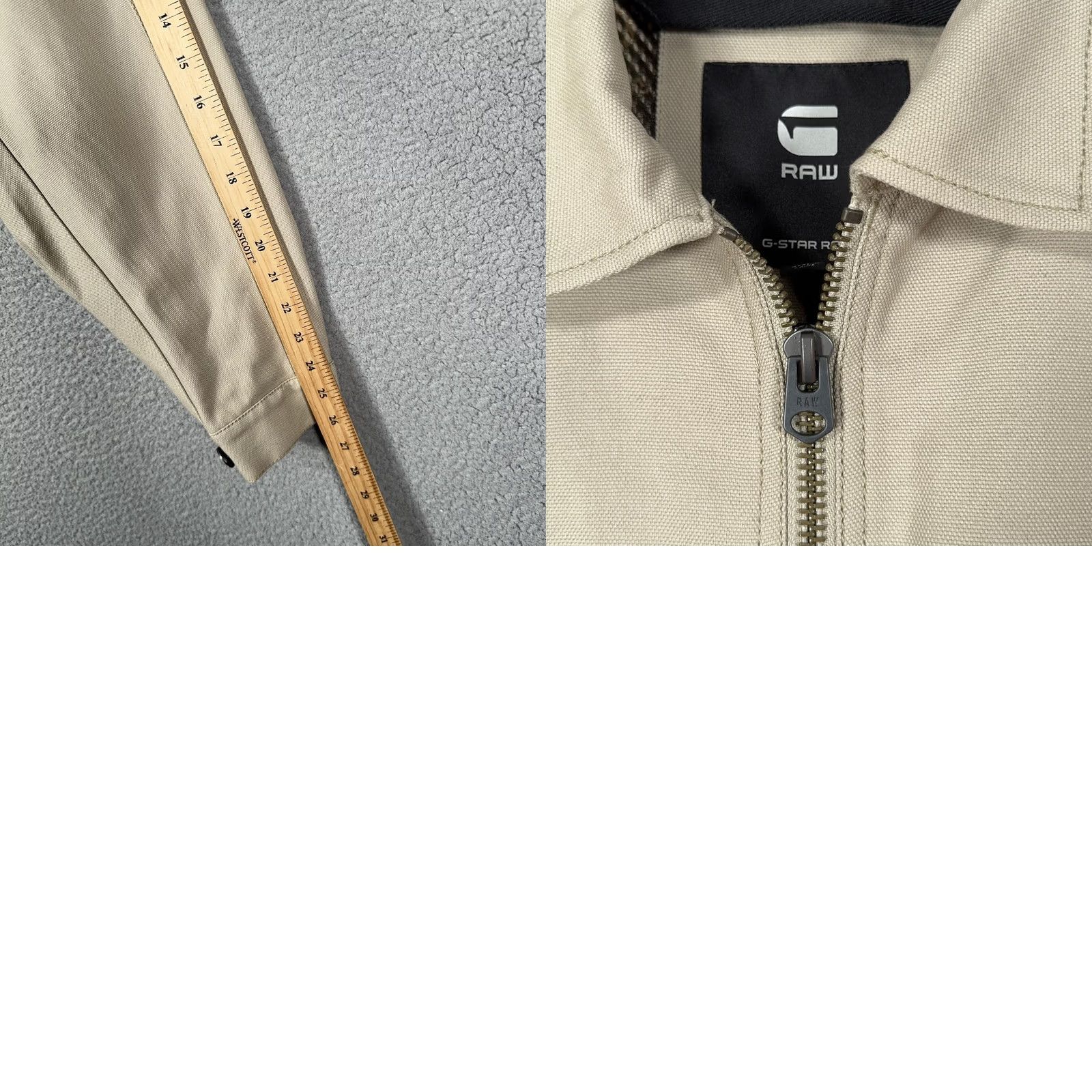 Vintage G-Star RAW Trucker Jacket Mens M Khaki Buck Canvas Full Zip Lined Pockets Bomber Button Zipper Casual Workwear Size US M / EU 48-50 / 2 - 10 Thumbnail