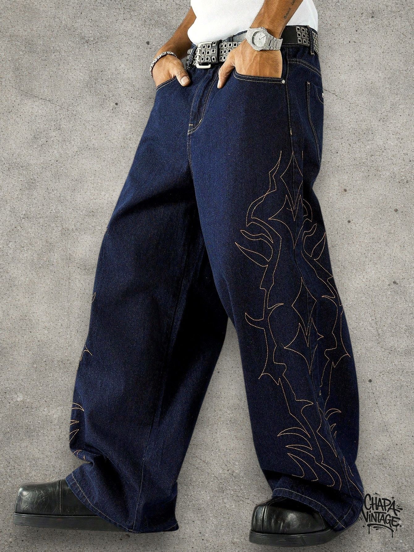 Japanese Brand Dark blue straight jeans Size US 32 / EU 48 - 2 Thumbnail