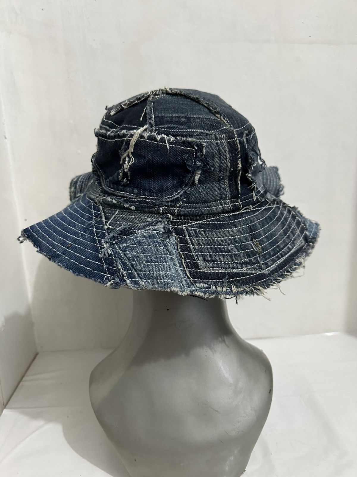 Art Comes First Beautifull Custom Made Patchwork Denim Bucket Hats Size ONE SIZE - 8 Thumbnail