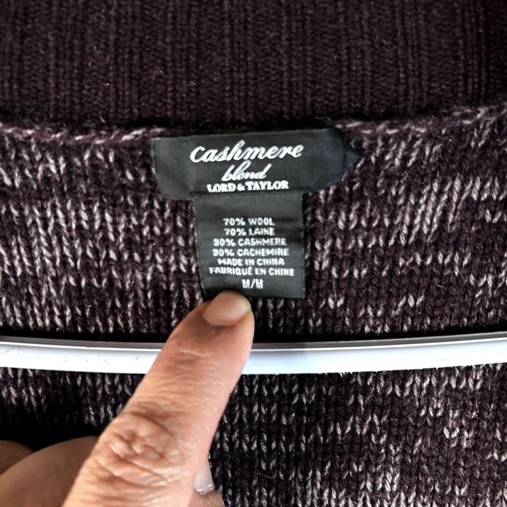 Lord & Taylor VINTAGE Lord & Taylor Cardigan Wool Blend Cashmere Open Front Sweater Women M Brown Size M / US 6-8 / IT 42-44 - 3 Thumbnail