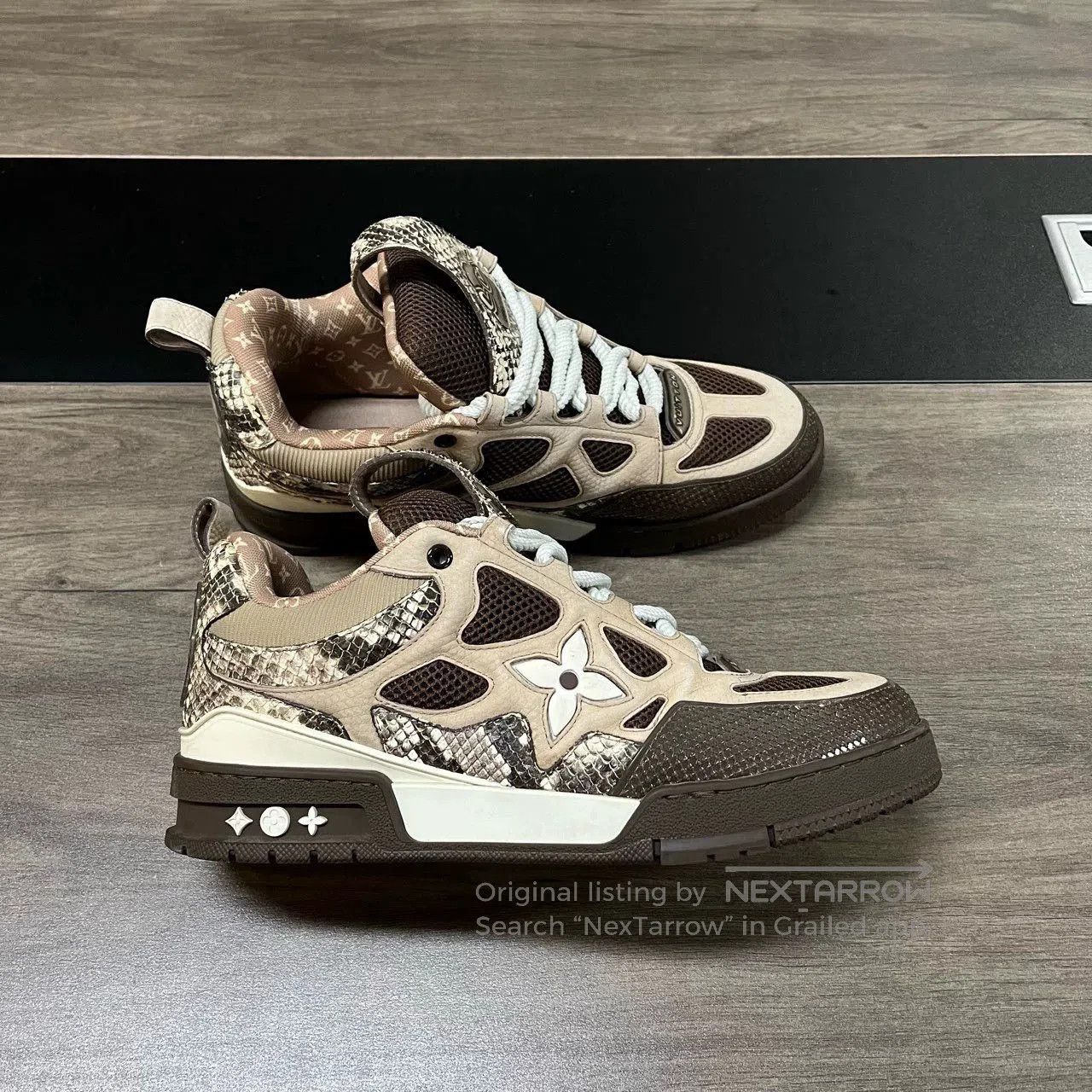 Louis Vuitton LV Skate Brown Snake Print Sneakers. Size US 10.5 / EU 43-44 - 4 Thumbnail
