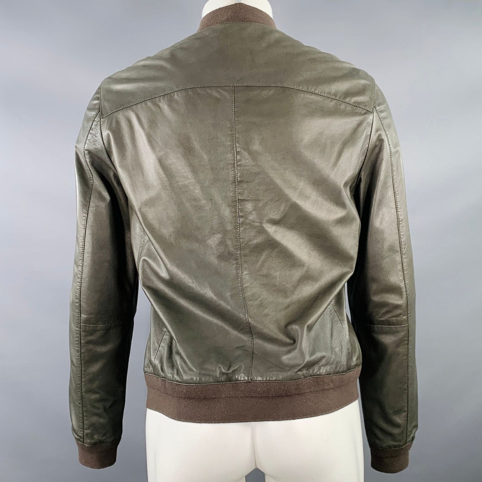 Allsaints ALLSAINTS Size M Green Olive Sheepskin Leather Bomber Jacket Size US M / EU 48-50 / 2 - 3 Thumbnail
