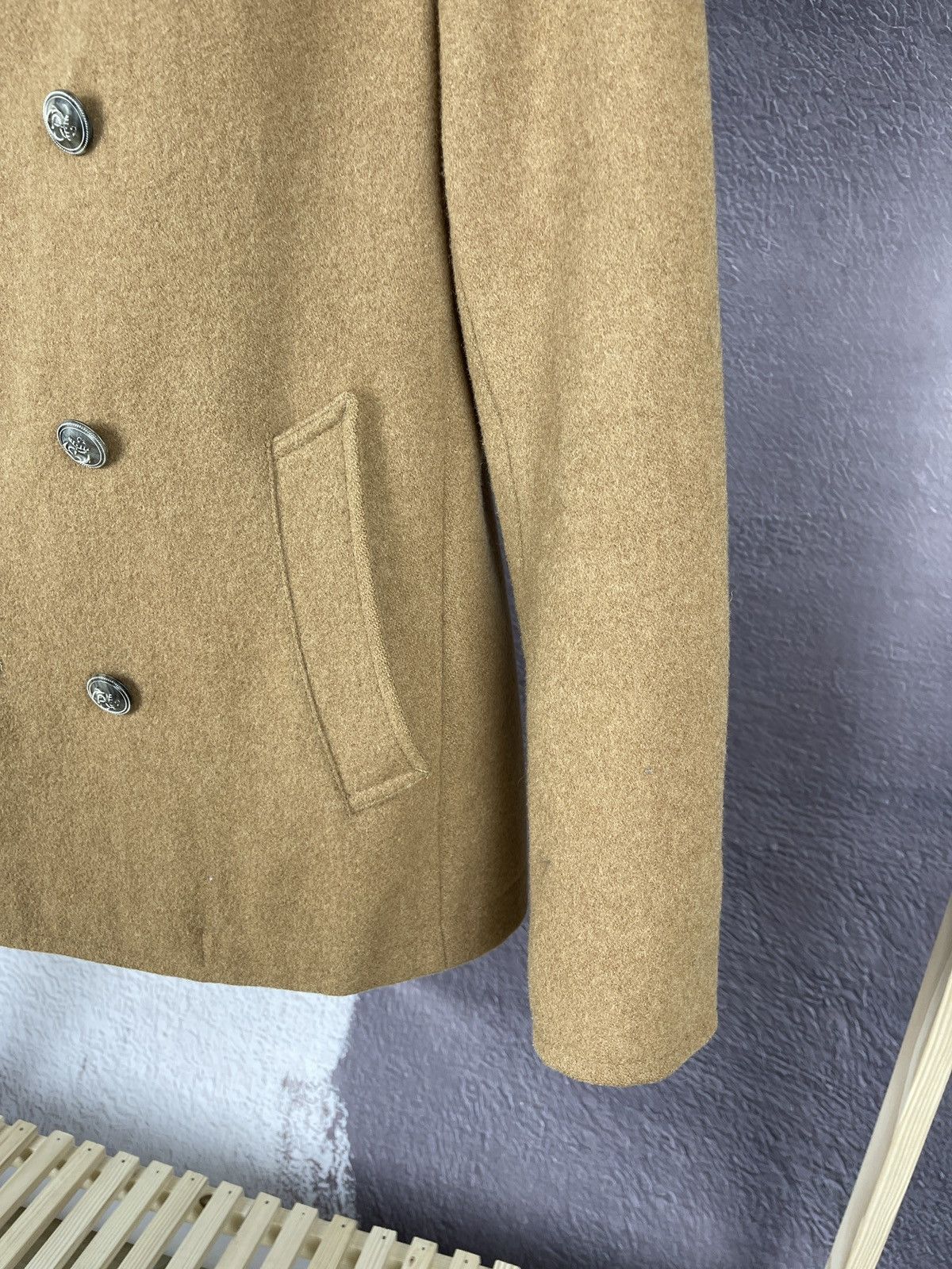 Japanese Brand Takeo Kikuchi Tokyo beige double breasted wool pea coat Size US L / EU 52-54 / 3 - 6 Thumbnail