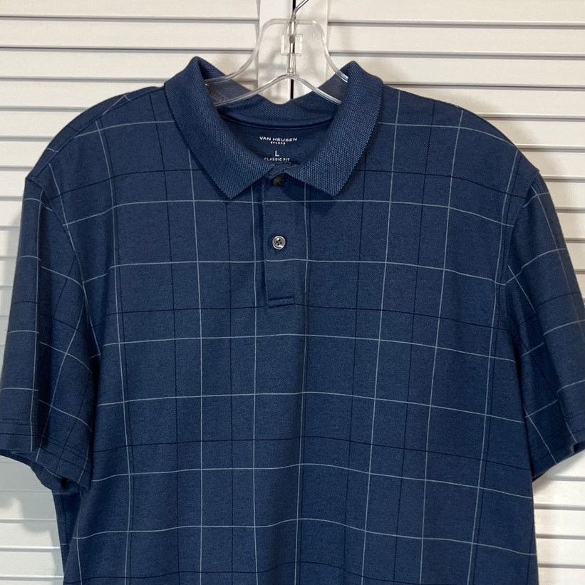 Van Heusen Van Heusen Flex Golf Polo Striped Blue Short Sleeve Shirt L Size US L / EU 52-54 / 3 - 7 Thumbnail