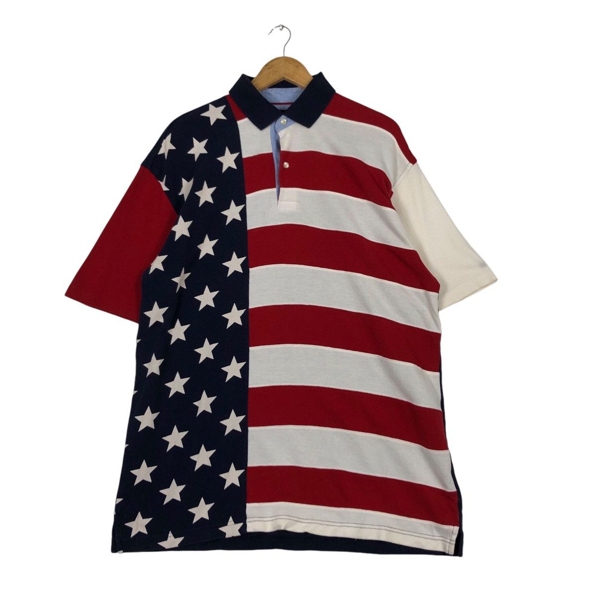 Japanese Brand × Tommy Hilfiger Tommy Hilfiger Polo Shirt Rare Design American Flag Size US L / EU 52-54 / 3 - 1 Thumbnail