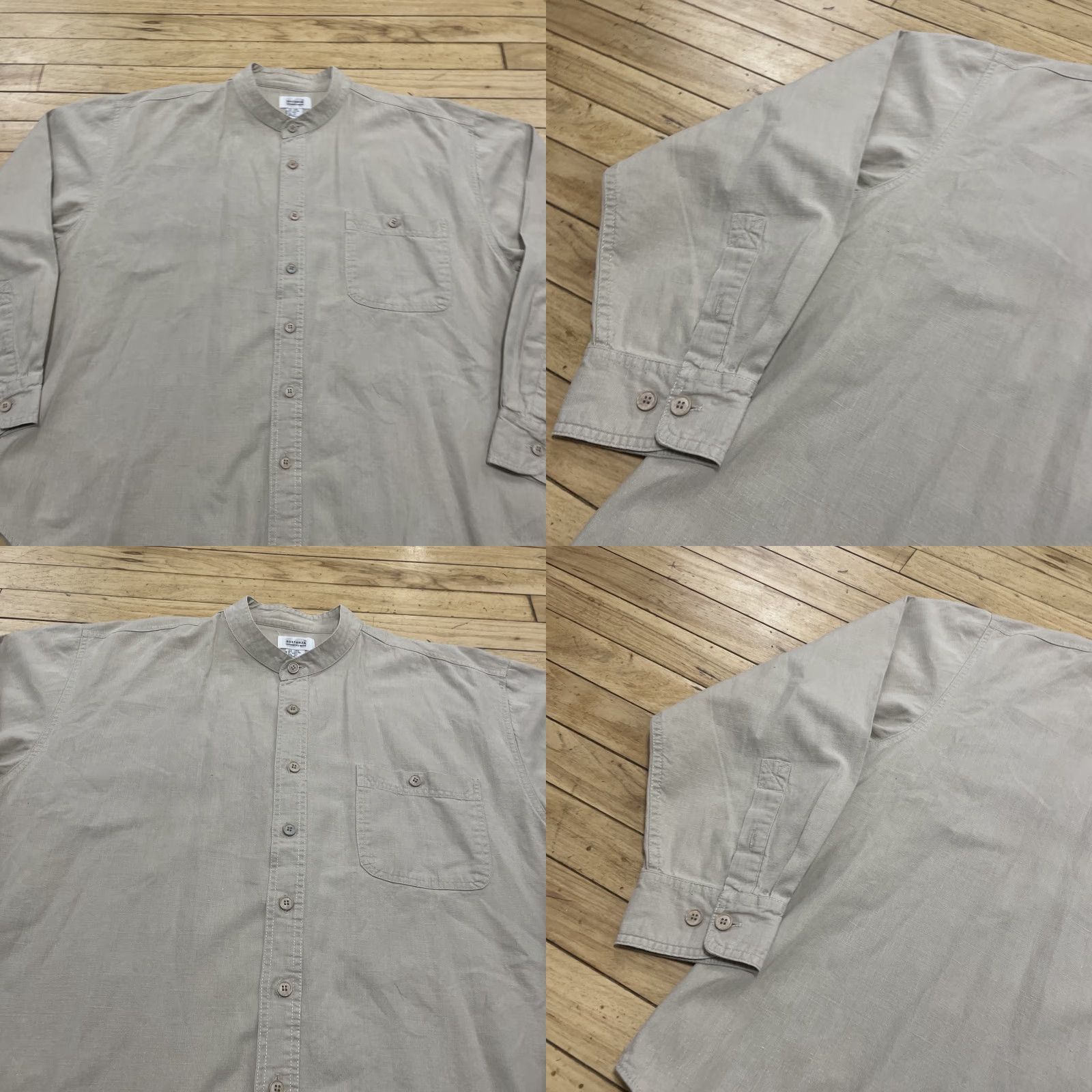 Vintage VINTAGE Sostanza Linen Shirt Men XL Beige No Collar Long Sleeve 90s Size US XL / EU 56 / 4 - 9 Thumbnail