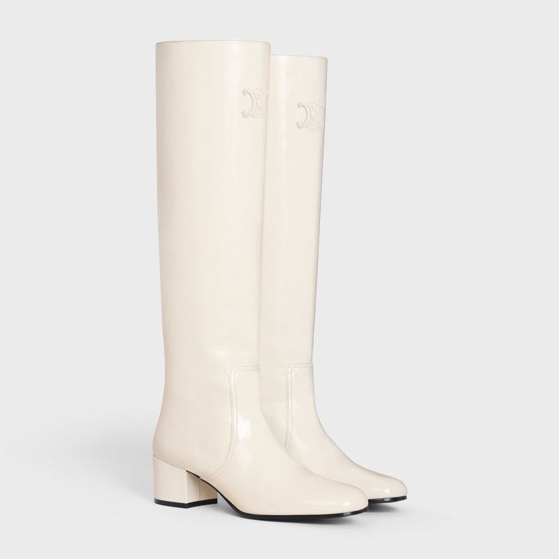 Celine o1bcso1str1225 360454582C Triomphe Hi Boots in White Cotton Size US 11 / IT 41 - 2 Thumbnail