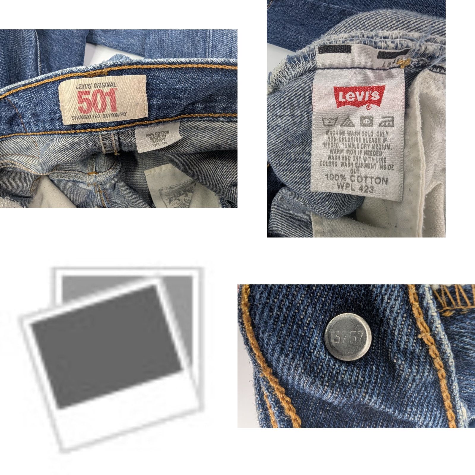 Levi's VINTAGE Levis Button Fly 501 Jeans Mens 28 Regular Denim Blue Cotton 100% Straight Fit Inseam 33 in 501 Series Size US 28 / EU 44 - 9 Thumbnail