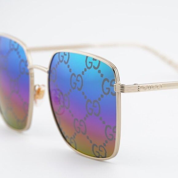 Gucci Gucci GG0802S 004 Sunglasses Gold Square Frame, Multicolor Size ONE SIZE - 8 Thumbnail