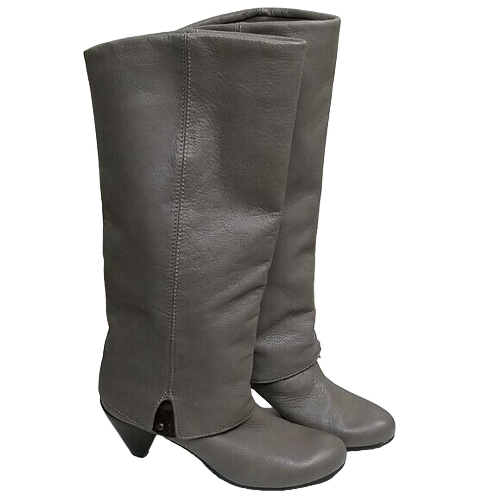 Lili Milll Mid Calf Boots Leather Heeled Boots Pull On