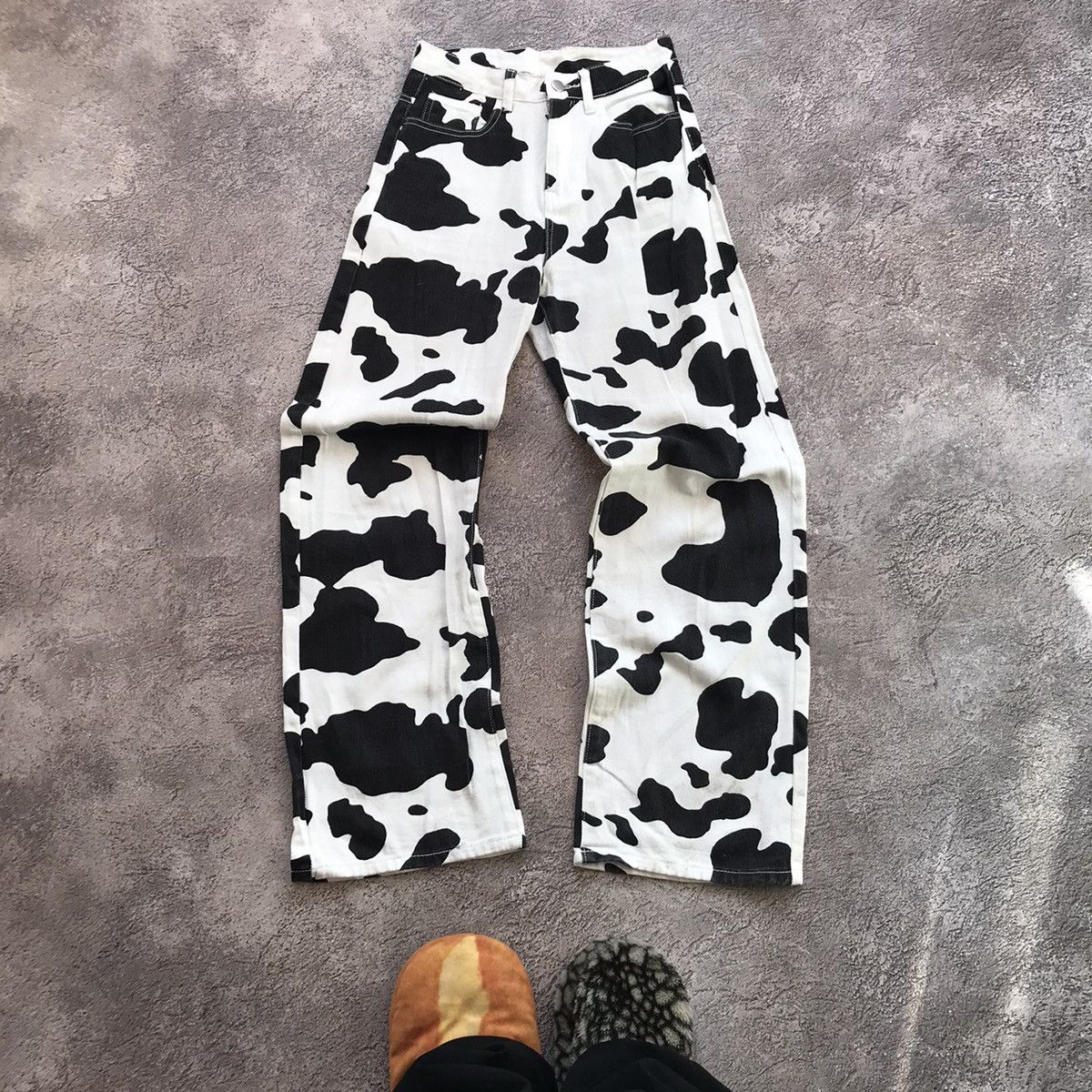 Vintage Y2K Cow Print Baggy Flared Parachute Pants Streetwear 26 Size 26" / US 2 / IT 38 - 2 Thumbnail