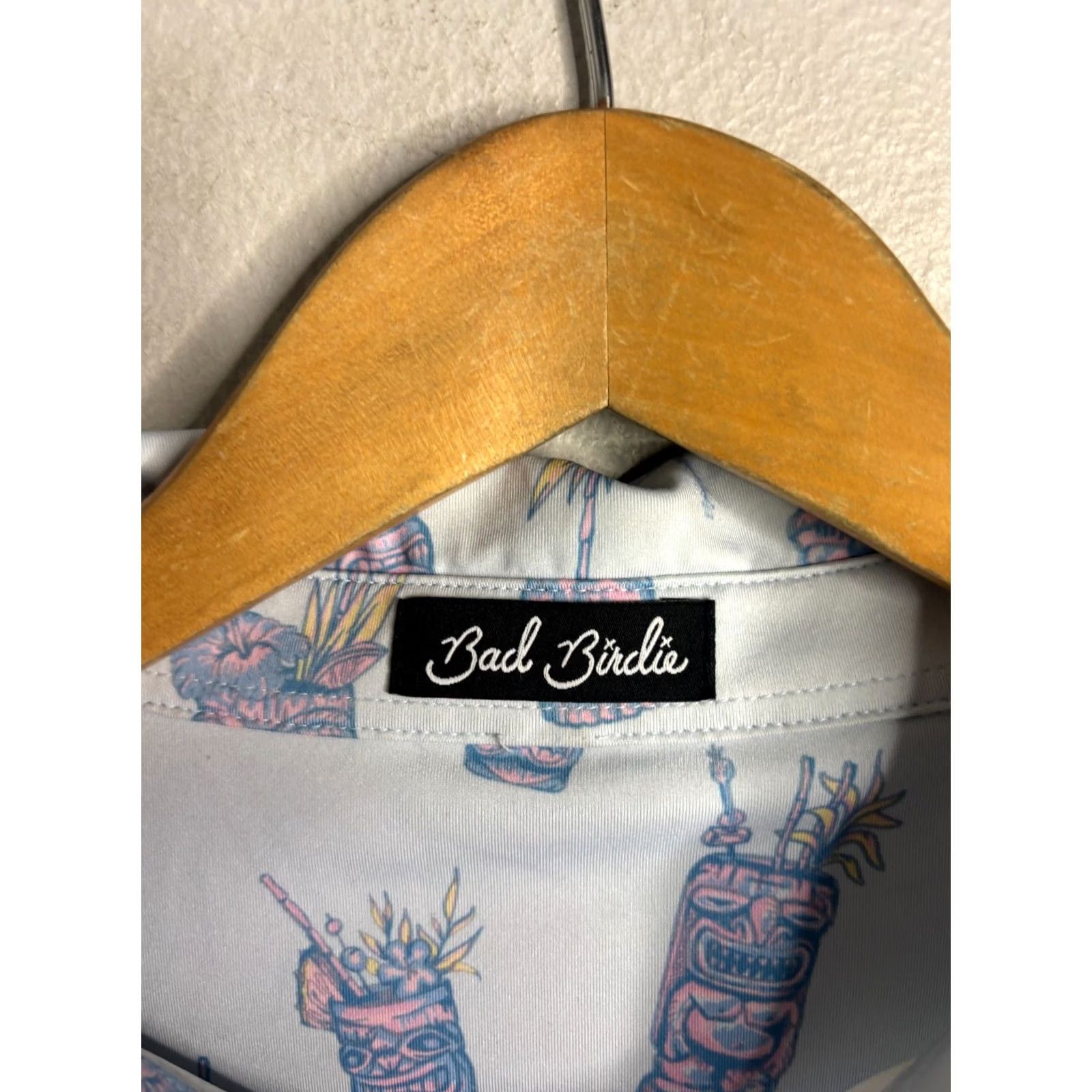 Vintage Bad Birdie Polo Shirt Mens Large Floral Tropical Golf Casual Size US L / EU 52-54 / 3 - 4 Thumbnail