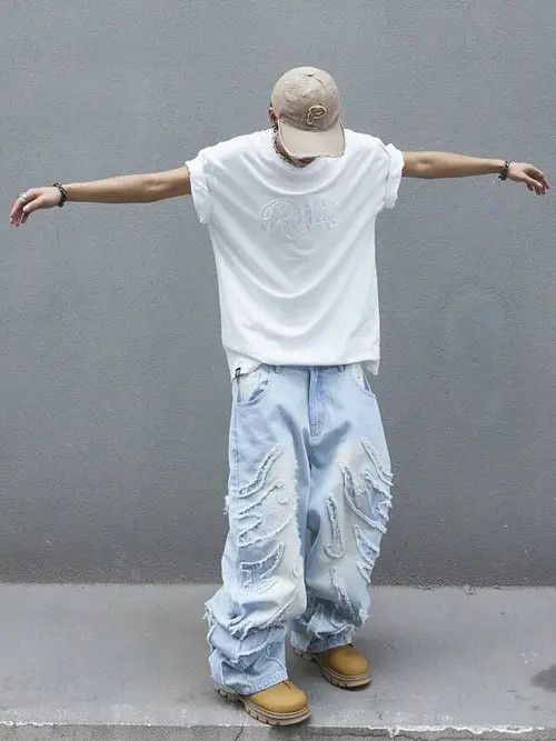 Jean Retro Distressed ripped baggy Jeans Size US 36 / EU 52 - 4 Thumbnail