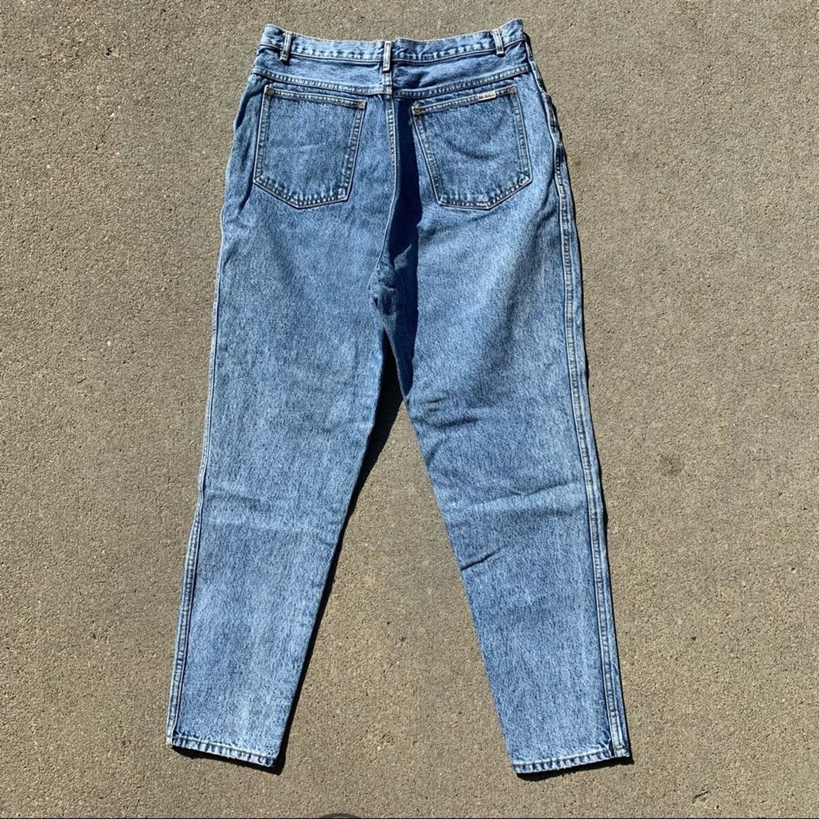 Bill Blass acid wash high rise taper ankle mom jeans 31x29