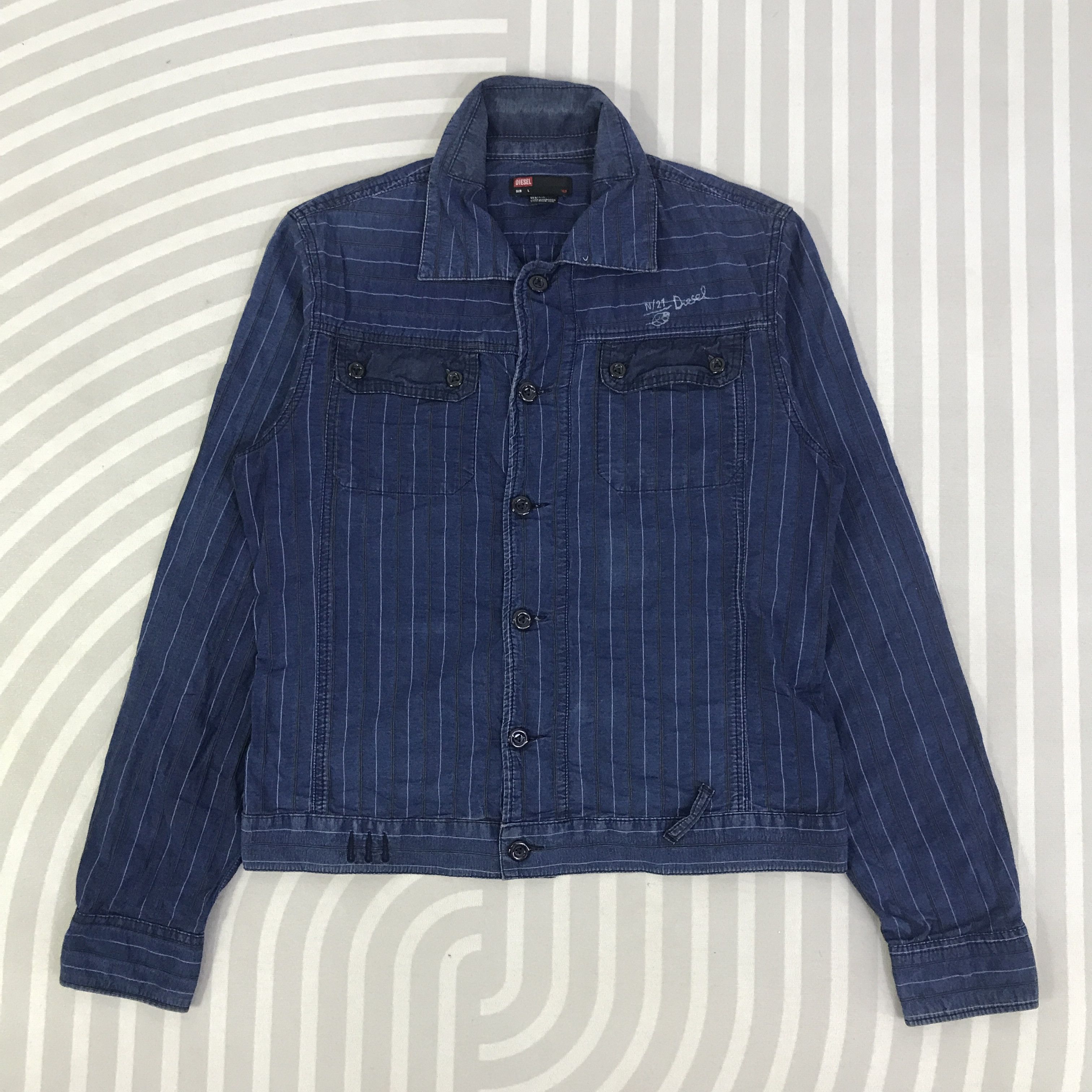 Diesel Vintage Diesel Button Ups indigo Jacket K125B8 Size US L / EU 52-54 / 3 - 1 Thumbnail