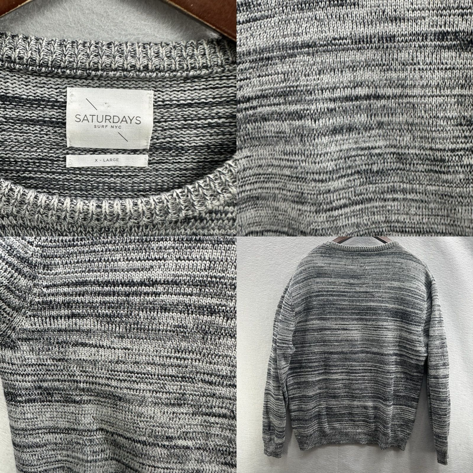 Saturdays NYC SATURDAYS SURF NYC Sweater Mens XL Gray Crew Neck Long Sleeve Knit Pullover Preppy Casual Business Travel Vintage No Size US XL / EU 56 / 4 - 8 Thumbnail