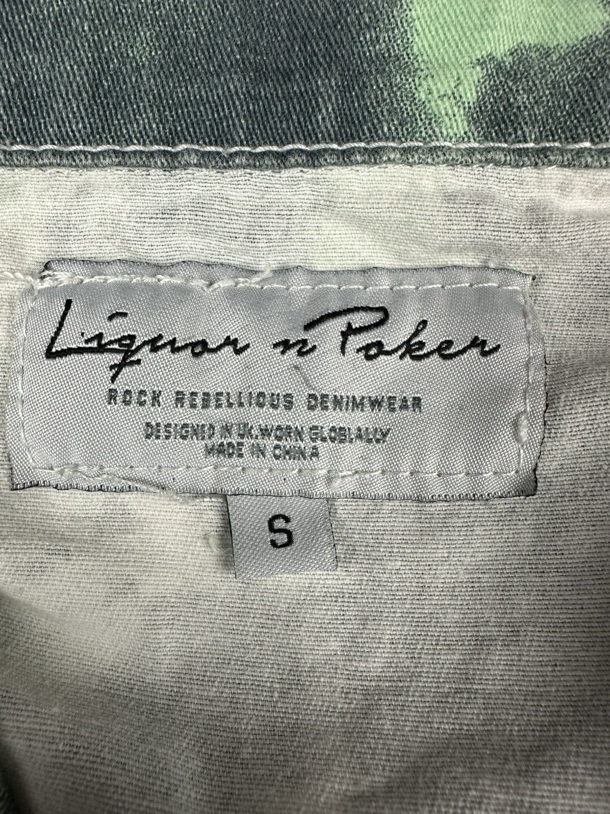 Hysteric Glamour Liquor n Poker Green Acid Wash Denim Jacket Tie-Dye Size US S / EU 44-46 / 1 - 2 Thumbnail