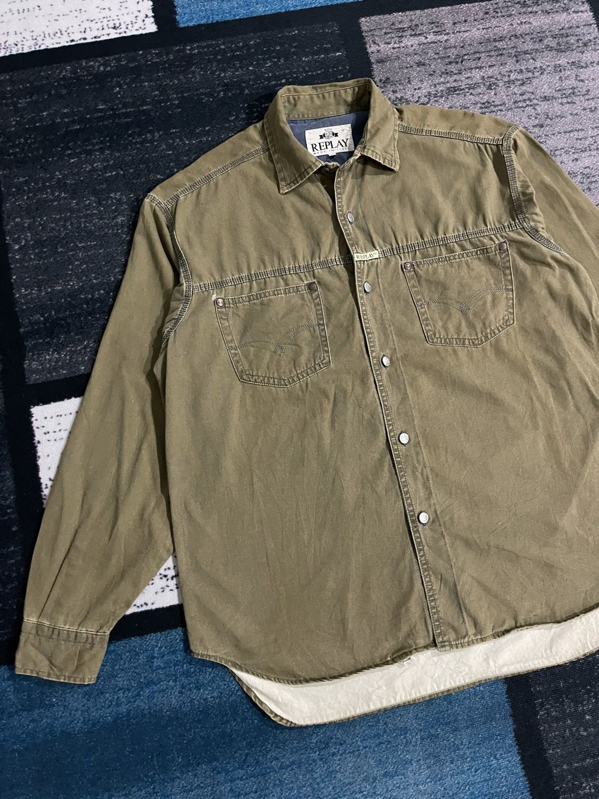 Replay × Vintage Vintage Replay Italy Longsleeve Button Shirt Size US XL / EU 56 / 4 - 4 Thumbnail