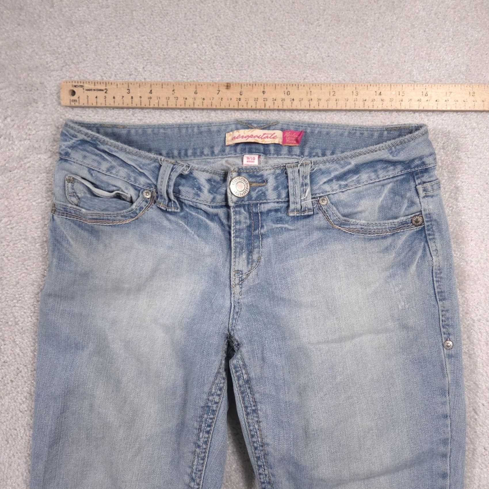 Aeropostale Aeropostale Jeans Womens Juniors 9/10 Short Crop Flare Skinny Kailey Stretch Denim Blue Size 30" / US 8 / IT 44 - 7 Thumbnail