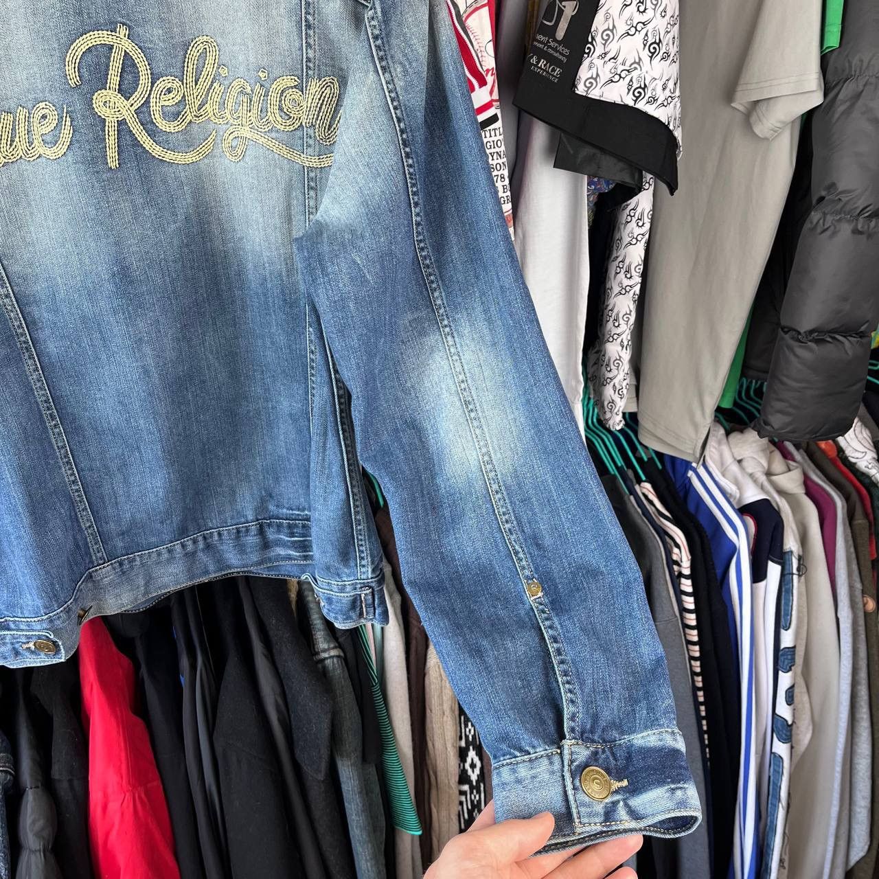 True Religion × Vintage Vintage True Religion Dylan Big Logo Jean Denim Jacket Size US L / EU 52-54 / 3 - 4 Thumbnail