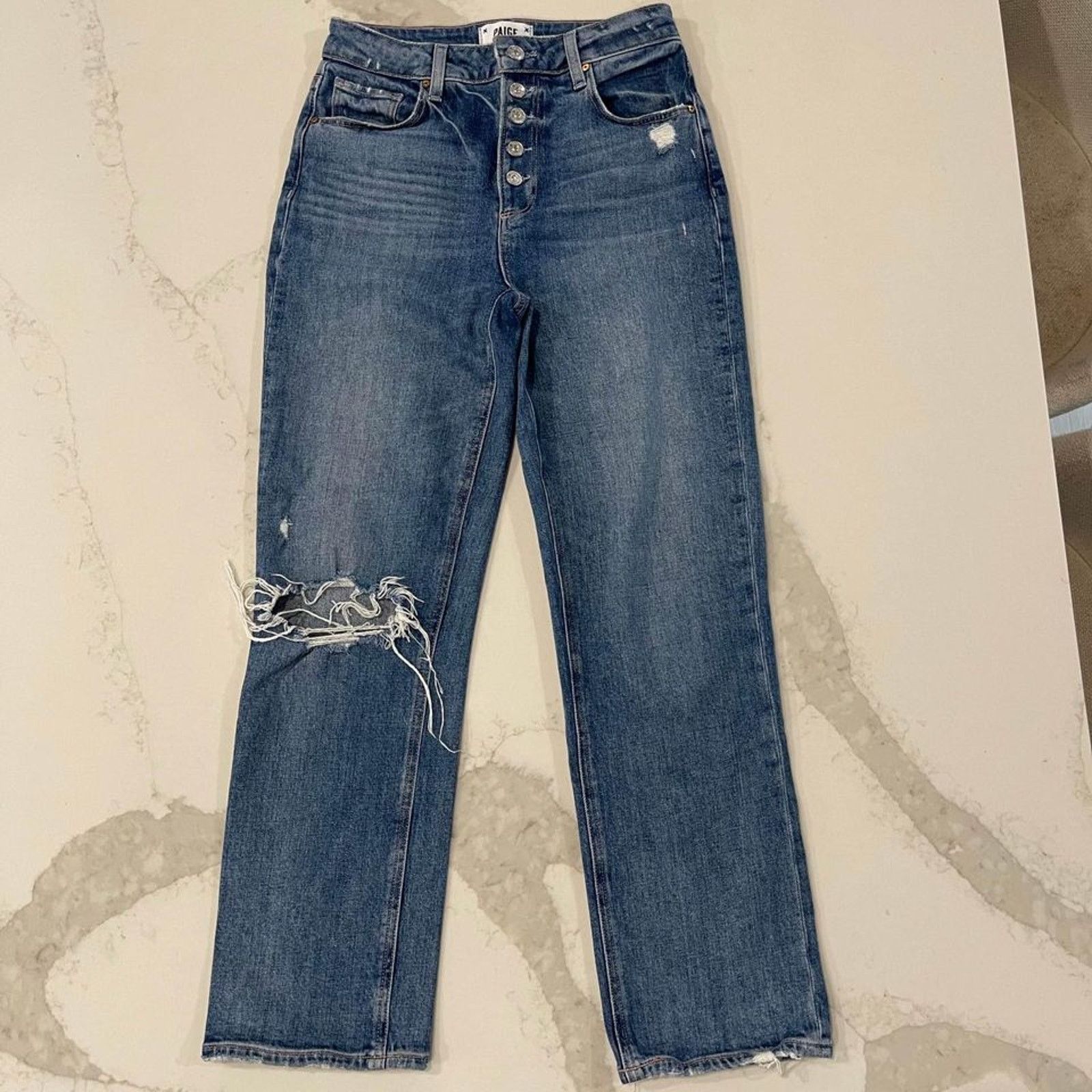 Paige Paige Sarah Straight Ankle Button Fly Denim Jeans Women's 25 Size 25" / US 0 / IT 36 - 1 Thumbnail