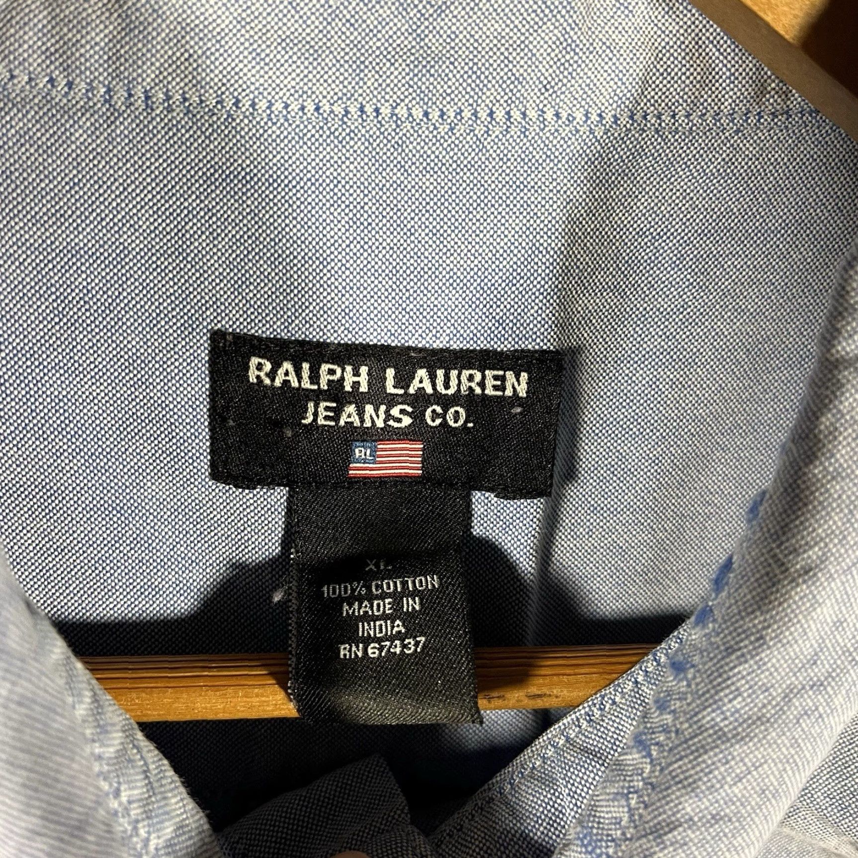 Vintage VINTAGE Polo Jeans Co Ralph Lauren Oxford Shirt Blue Mens XL Chambray Button-Down Slim/Classic Embroidered Button-Up Size US XL / EU 56 / 4 - 6 Thumbnail