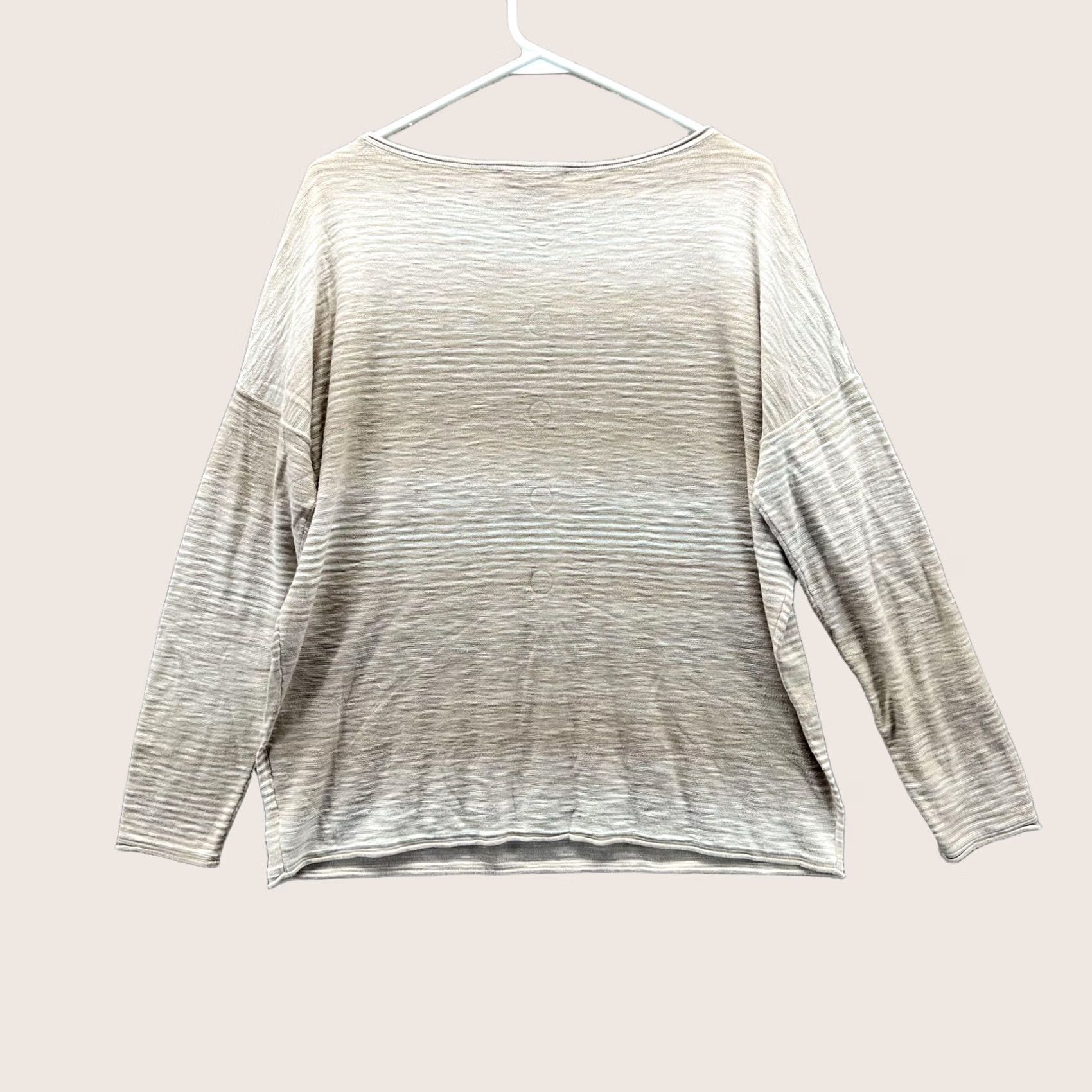Vince VINCE Shirt Womens Medium Beige Striped Jersey Long Sleeve Relaxed Top Size M / US 6-8 / IT 42-44 - 1 Thumbnail