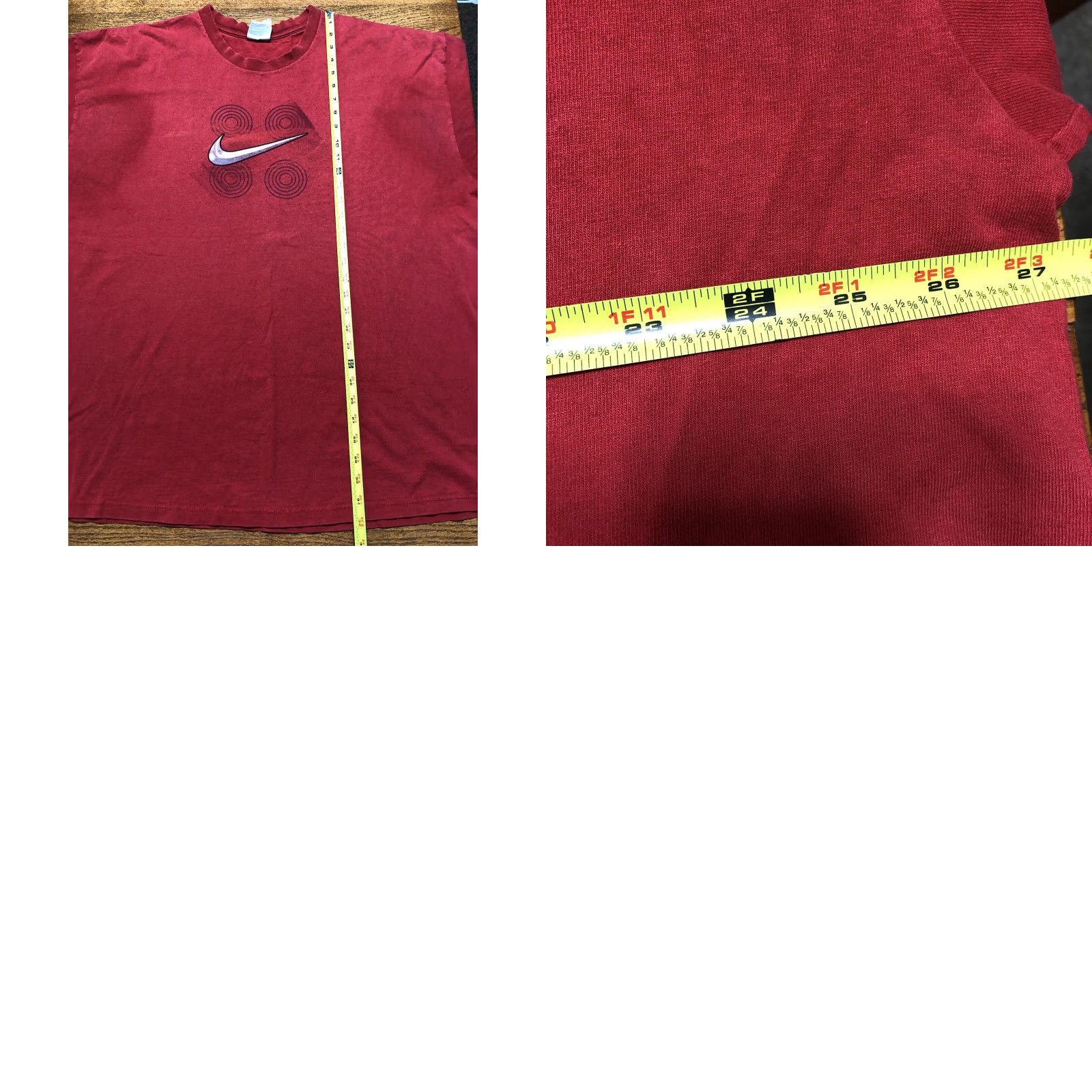 Nike VINTAGE Nike Athletics Center Swoosh Graphic T-Shirt Red Mens 2XL Distress Size US XXL / EU 58 / 5 - 8 Thumbnail