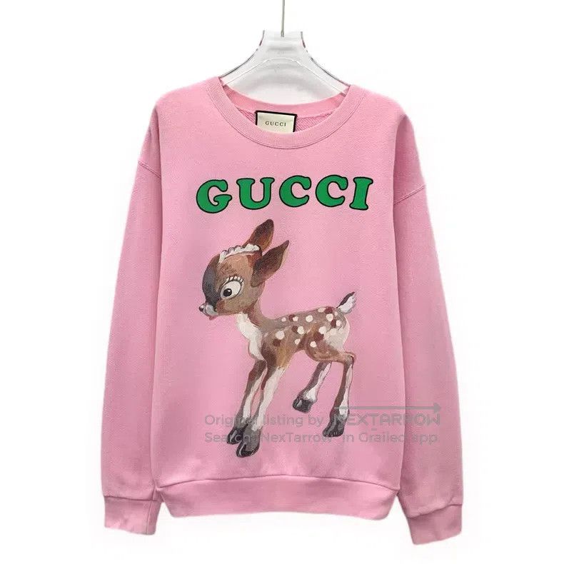 Gucci Gucci Pink letter embroidery cotton round-neck long-sleeve Size S / US 4 / IT 40 - 1 Thumbnail