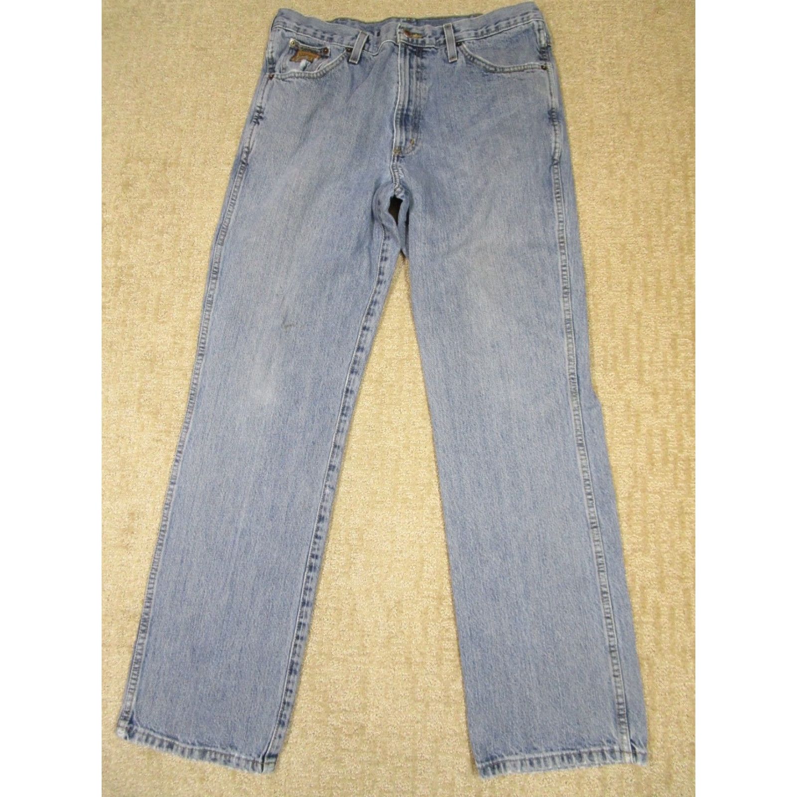 Vintage Cinch Jeans Men 35x32 Blue Slim Tapered Western Pants Light Wash Bronze Label Jeans Shirt Size US 35 - 2 Thumbnail