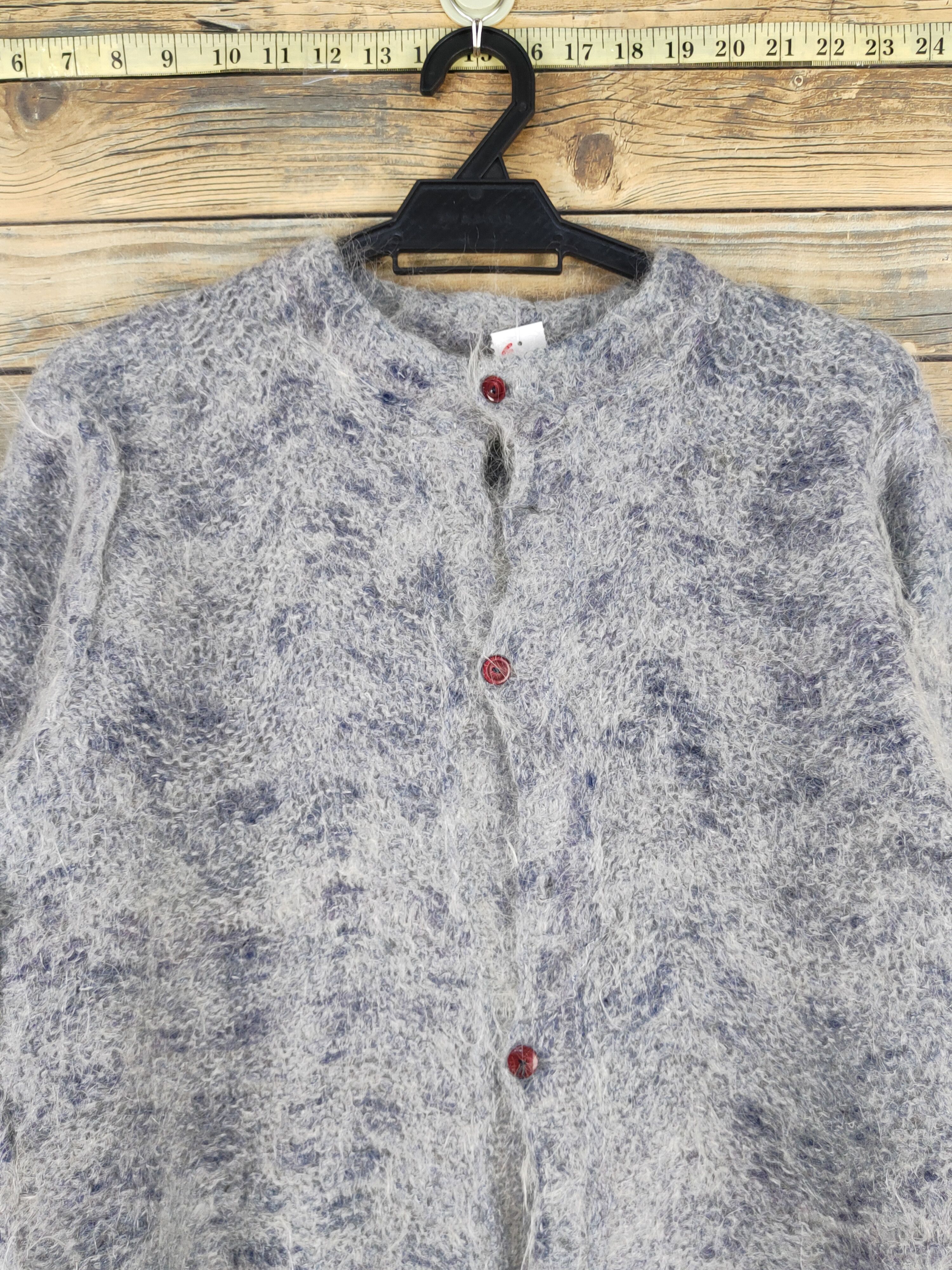 Japanese Brand × Vintage Japanese Brand Navy White Fur Mohair Knitwear Cardigan#W1341 Size S / US 4 / IT 40 - 2 Thumbnail