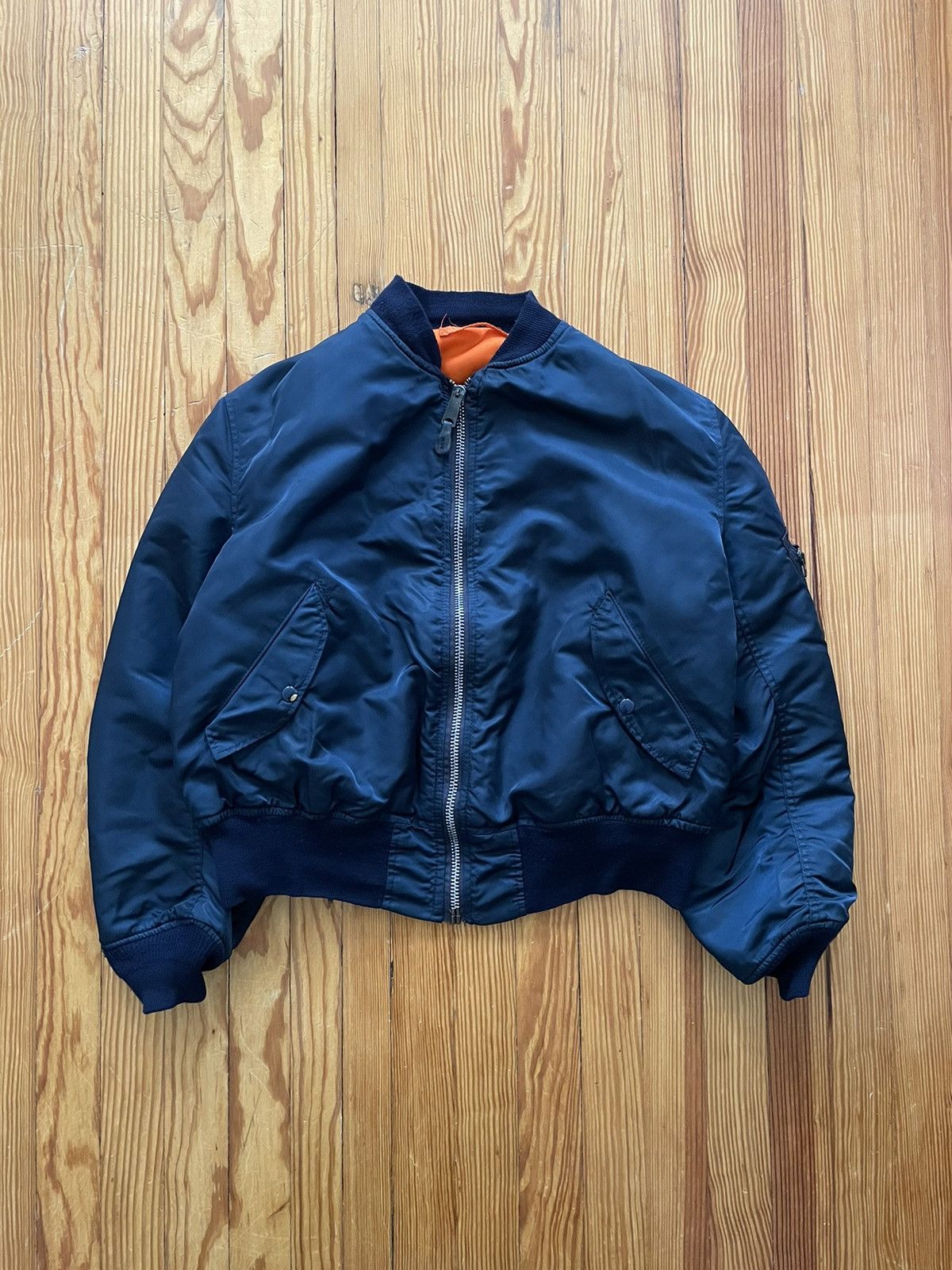 Alpha Industries × Vintage Vintage Alpha Industries MA1 Polizei Bomber Jacket Navy Size US XL / EU 56 / 4 - 2 Thumbnail