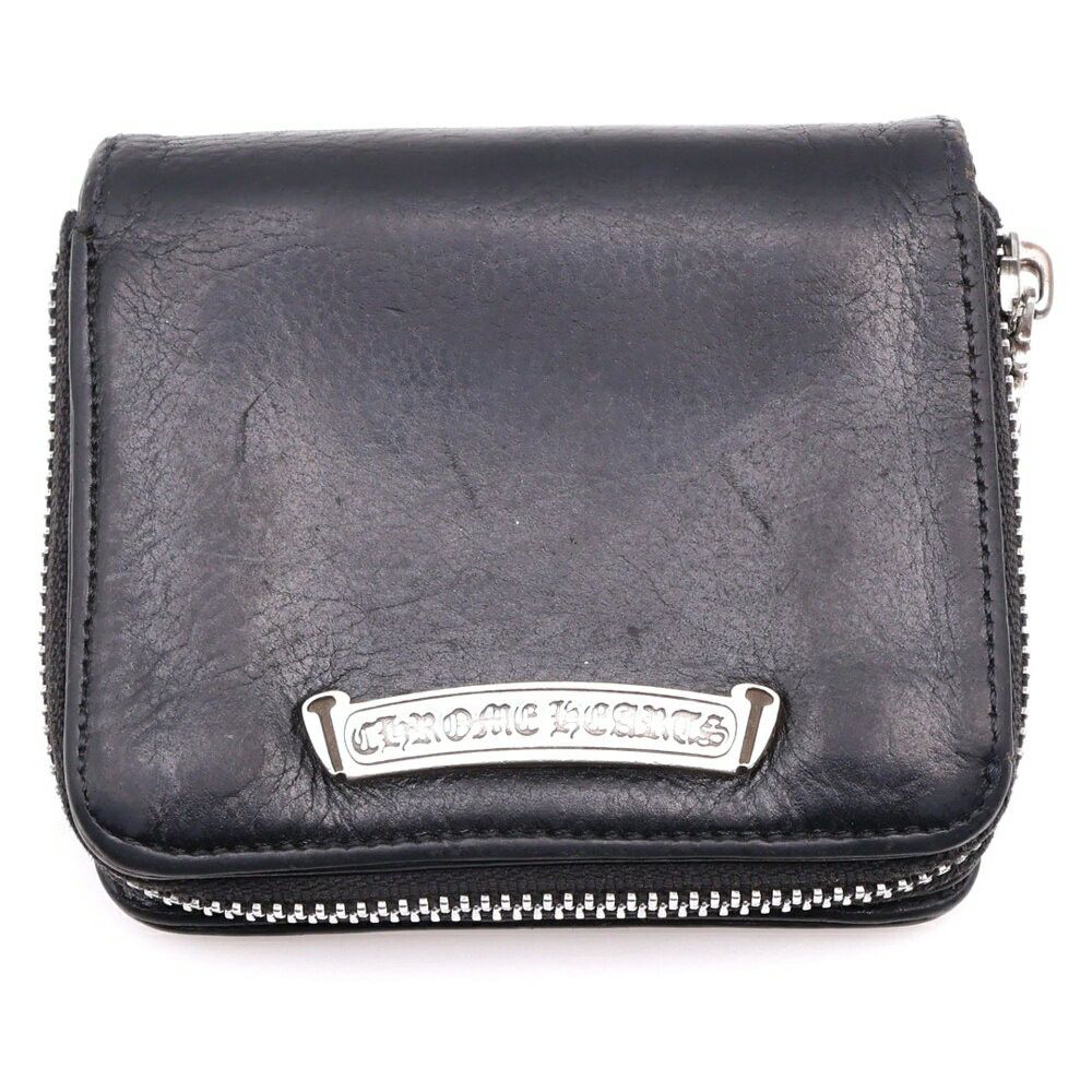 小物 CHROME HEARTS SQ ZIP BILL Chrome Hearts Sq Zip Bill Square Leather Wallet