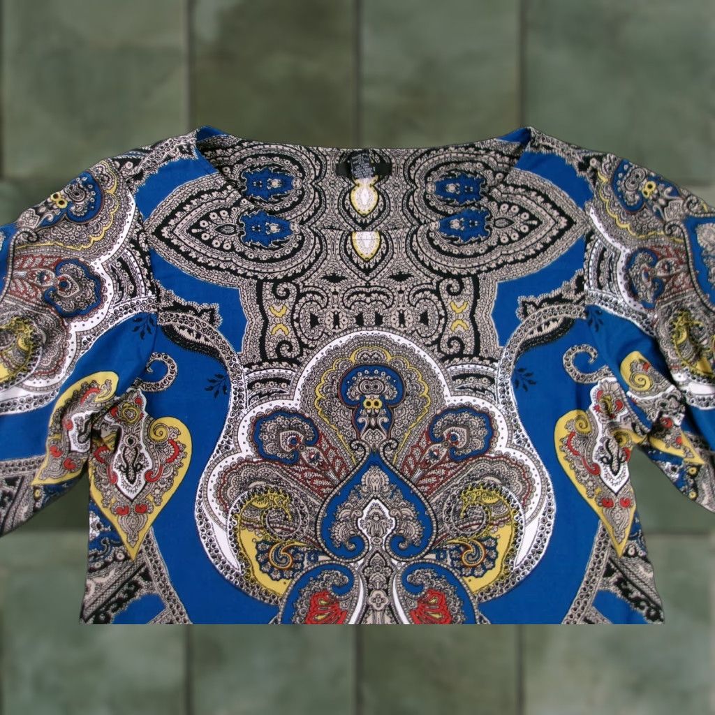 Alfani Alfani Blouse Womens XL Blue Paisley Long Sleeve Pullover Stretch Elastic Cuff Shirt Size XL / US 12-14 / IT 48-50 - 1 Thumbnail