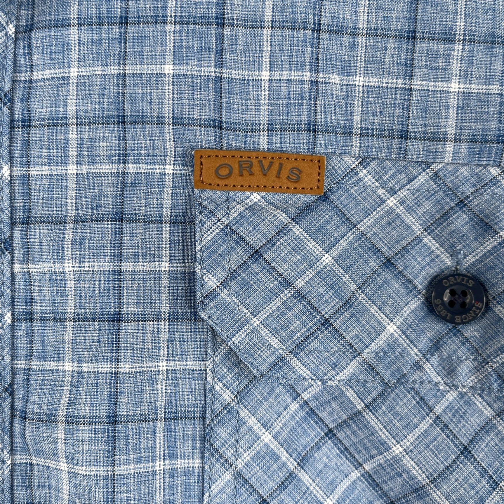 Orvis Orvis Button-Up Shirt Short Sleeve Mens Blue Check Lightweight Pocket 2XL Size US XXL / EU 58 / 5 - 3 Thumbnail