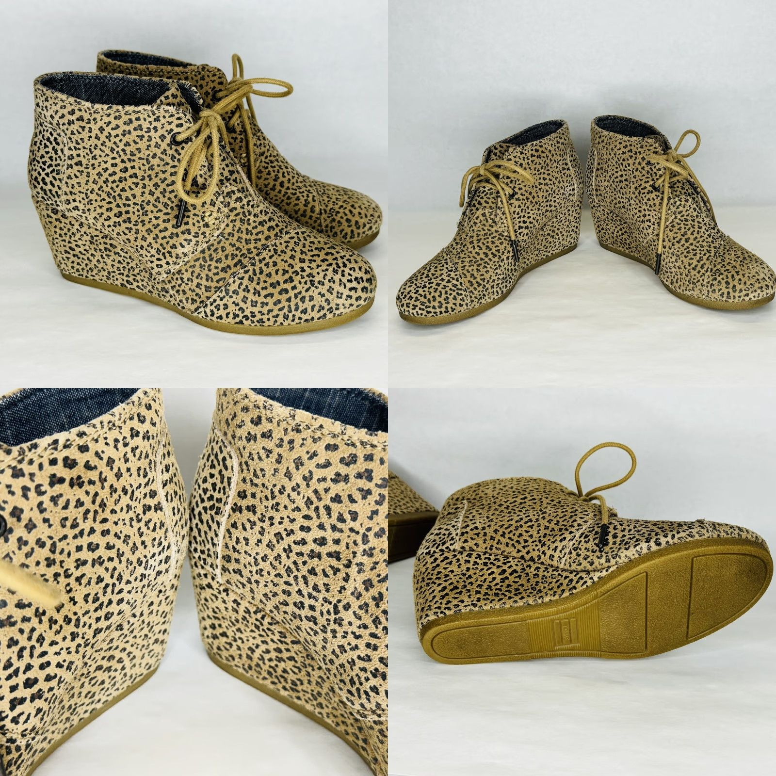 Toms TOMS Women’s Wedge Ankle Bootie Desert Leopard Animal Print Tie US Size 6.5 Boots Size US 5 / IT 35 - 8 Thumbnail