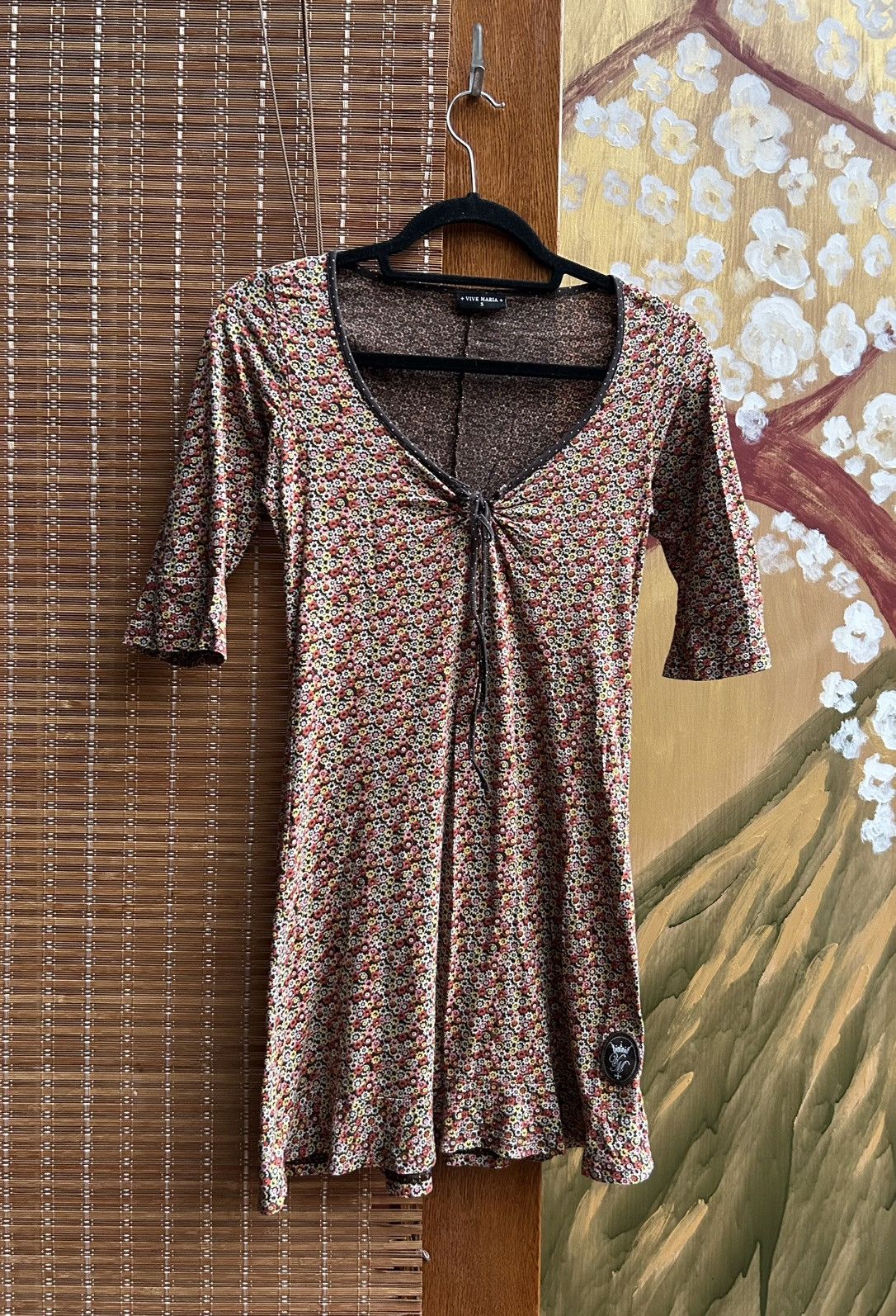 Vintage Vive Maria Y2k Floral Print Scoop Neck Mini Dress Size S / US 4 / IT 40 - 1 Thumbnail
