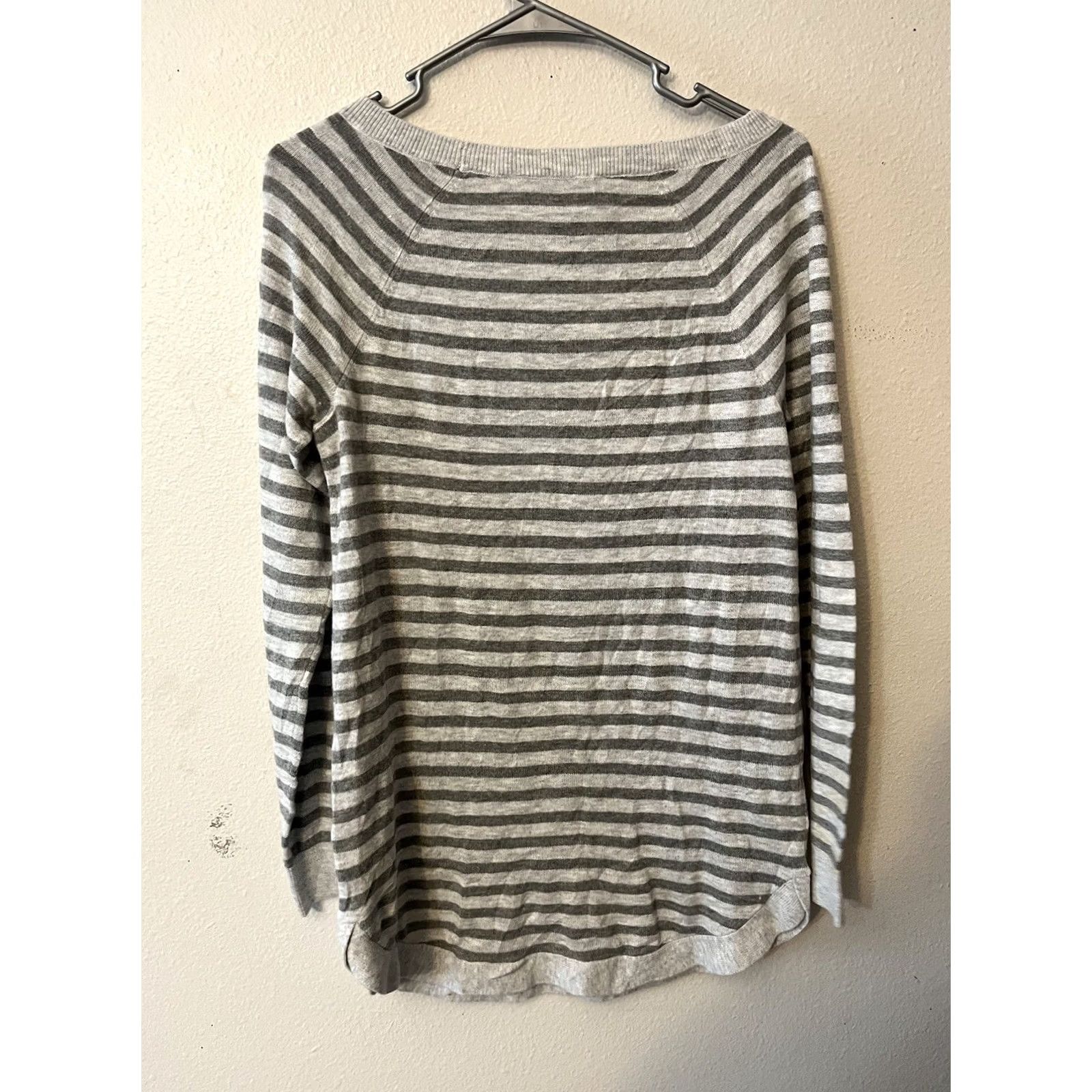 Loft LOFT Ann Taylor Sweater Small Women Gray Knit Striped Long Sleeve Round Neck Size S / US 4 / IT 40 - 3 Thumbnail
