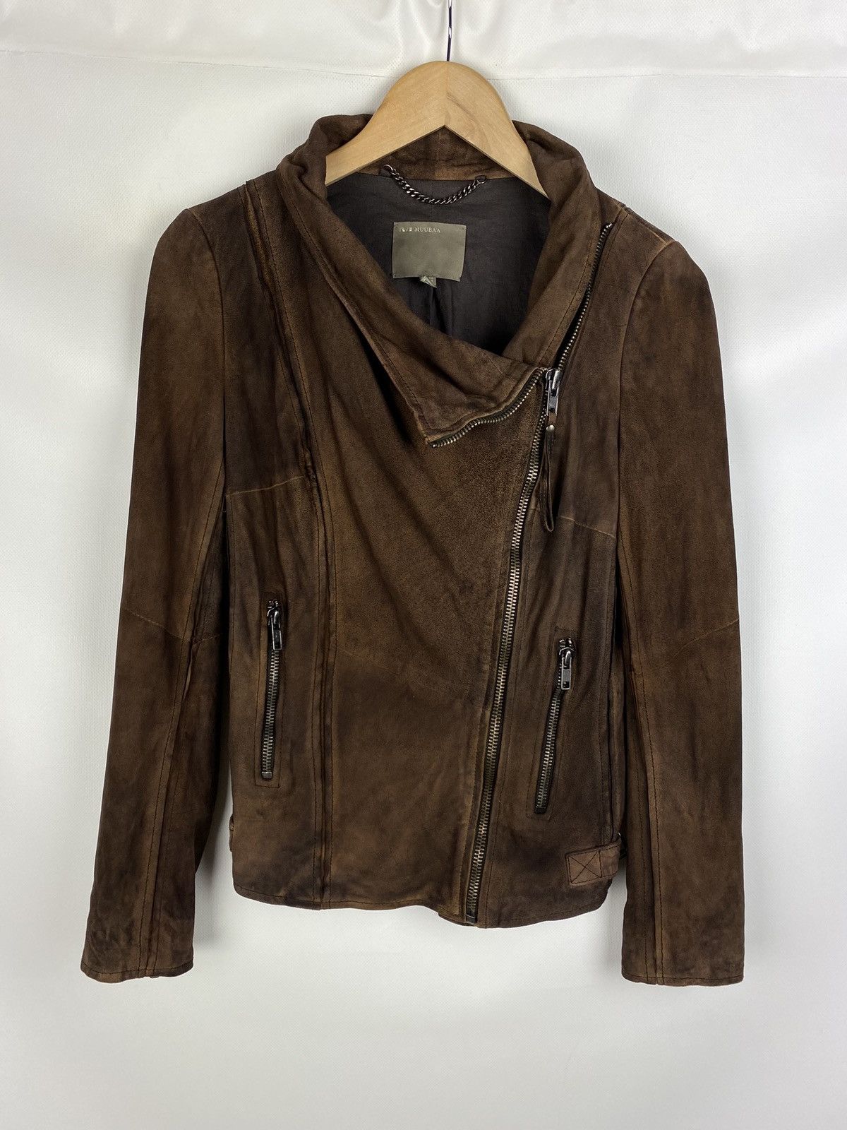 Designer × Muubaa Muubaa ladies goat suede avant-garde biker jacket Size M / US 6-8 / IT 42-44 - 1 Thumbnail
